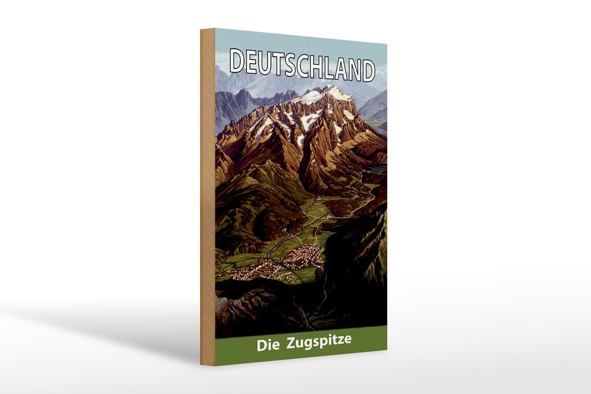 Holzschild Reise 20x30 cm Deutschland Die Zugspitze Berglandschaft Deko Schild