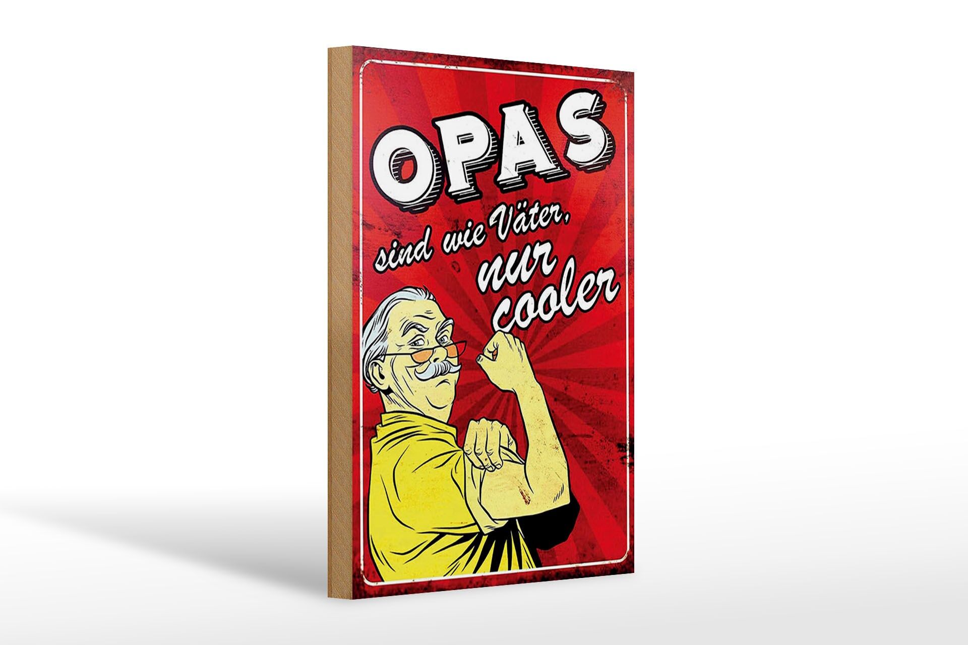 Holzschild Spruch 20x30 cm Opas sind wie Väter nur cooler rotes Deko Schild