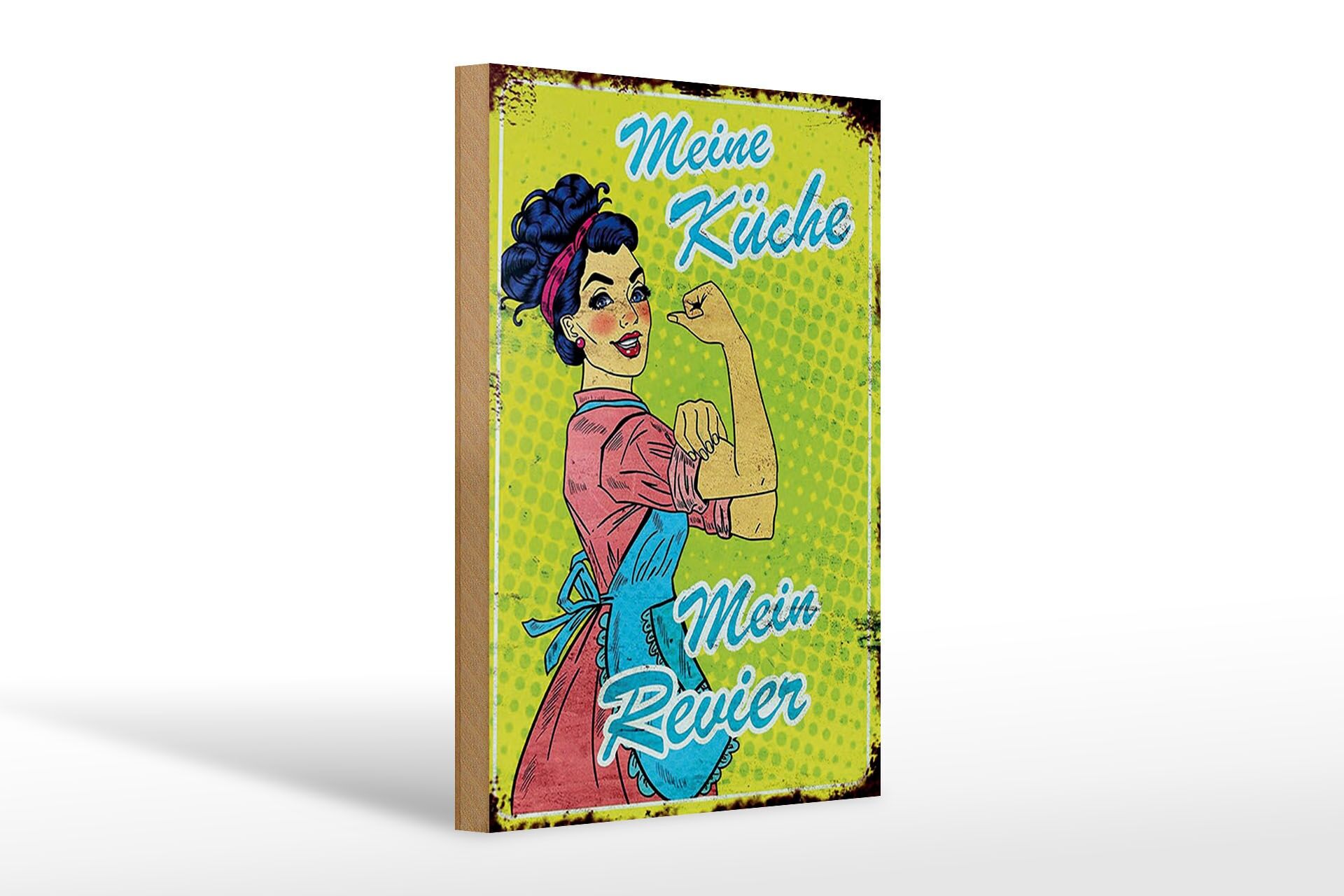 Holzschild Spruch 20x30 cm Meine Küche mein Revier Retro Deko Schild