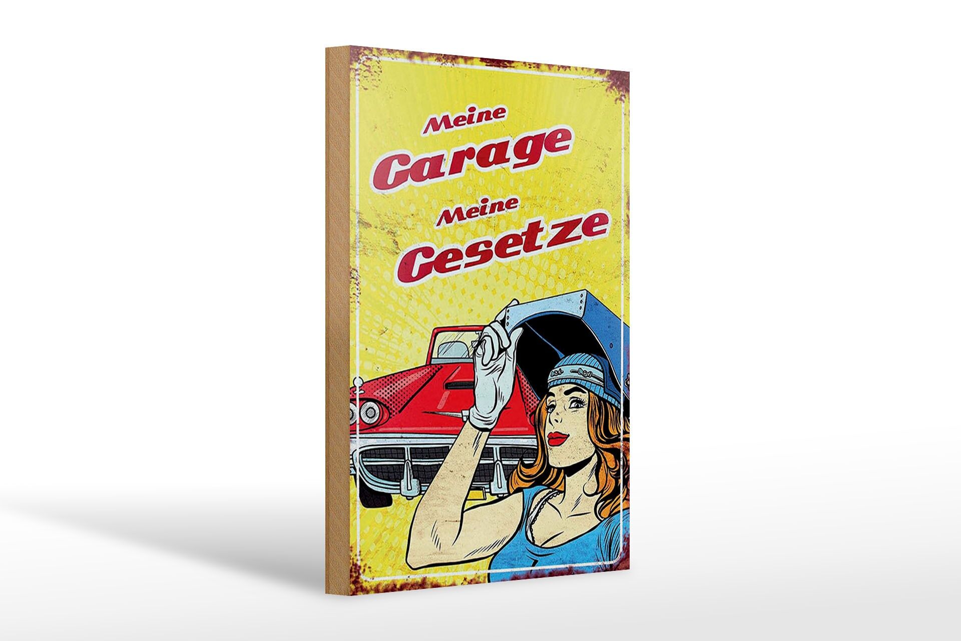 Holzschild Spruch 20x30 cm Meine Garage meine Gesetzte Retro Deko Schild