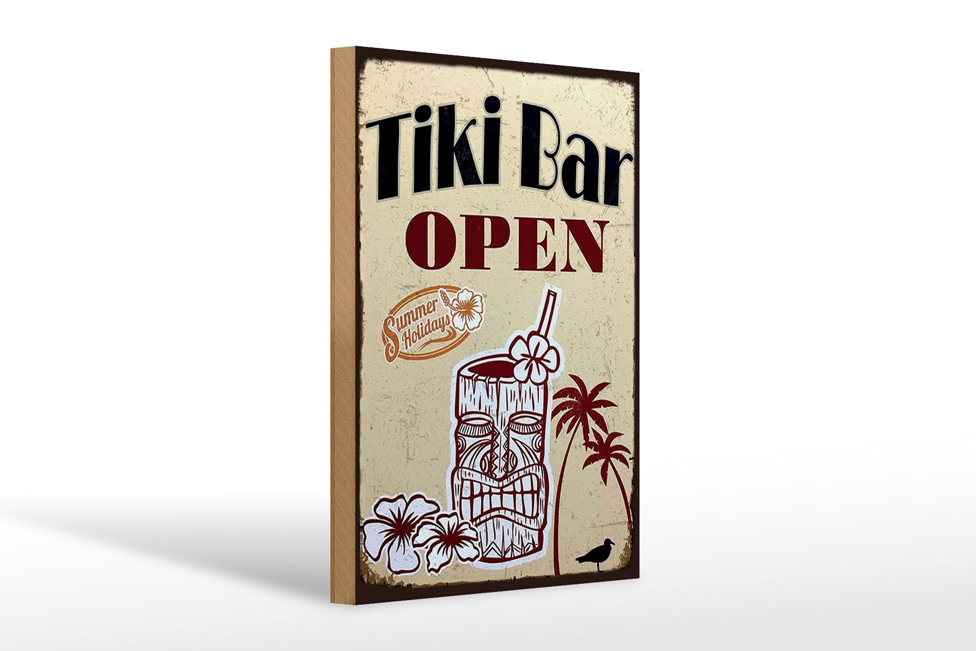 Holzschild Reklame 20x30 cm Tiki Bar open Deko Schild