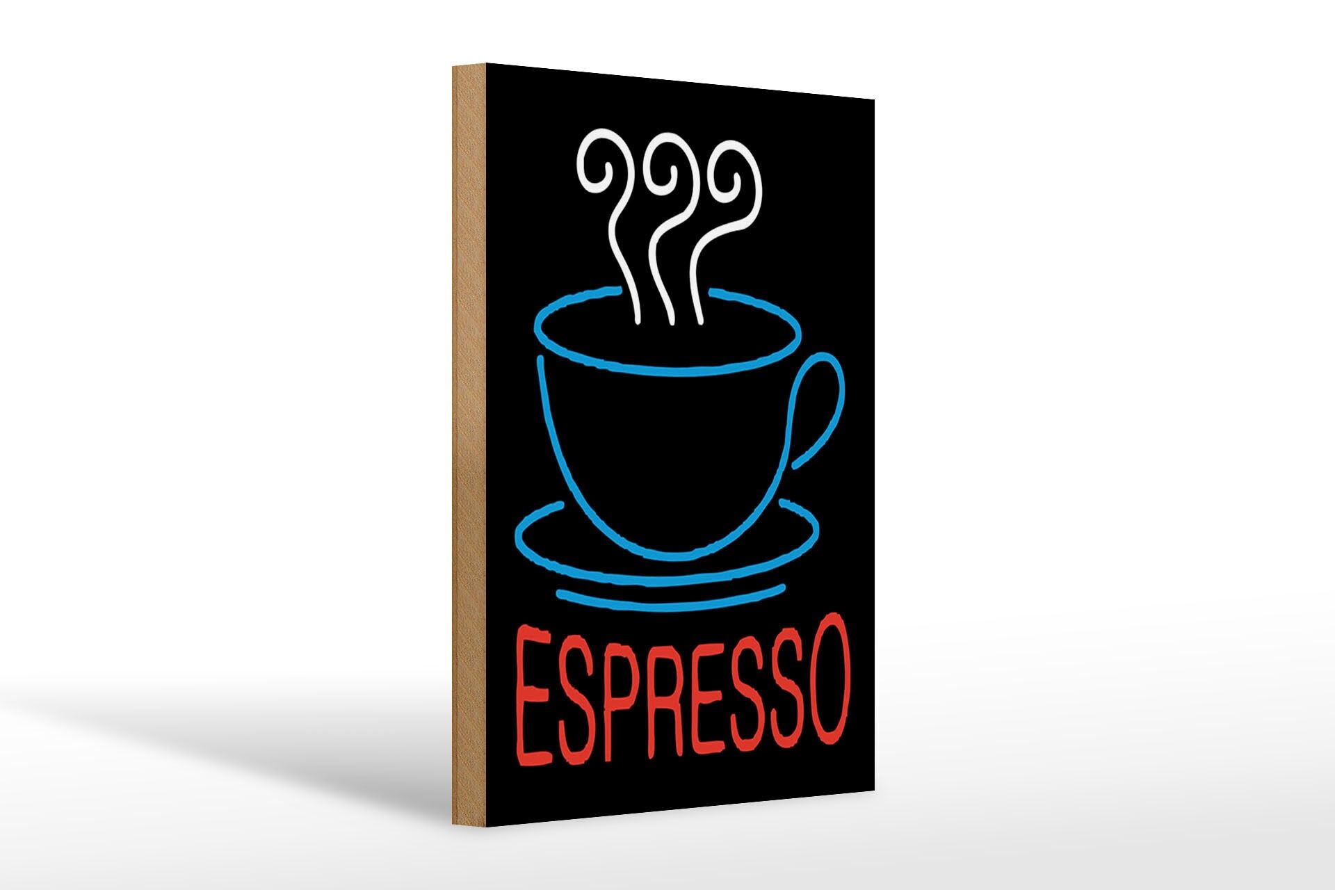Holzschild Reklame 20x30 cm Espresso Neonoptik Deko Schild