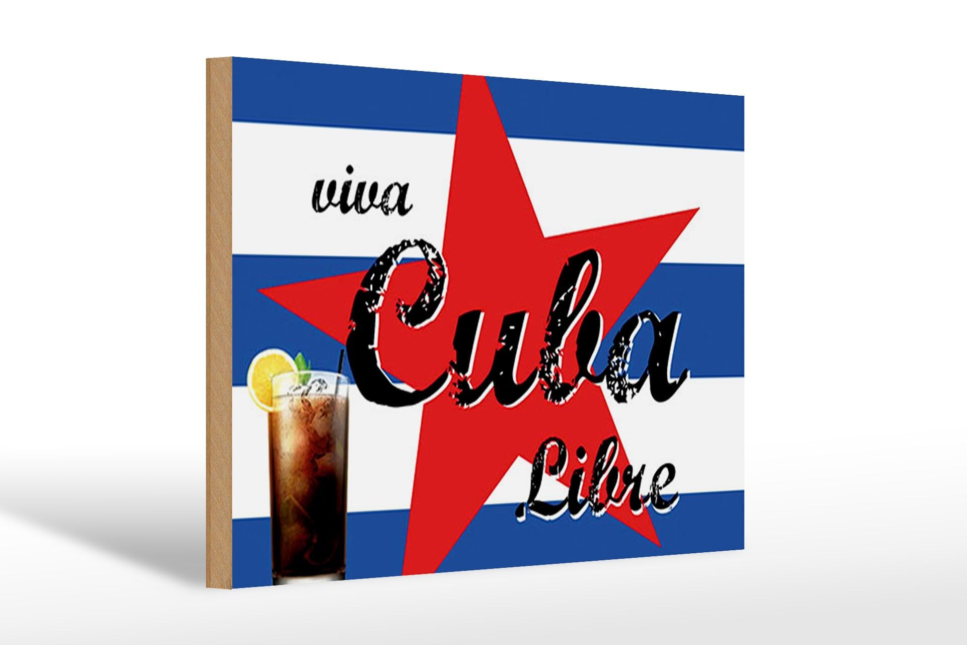 Holzschild Cocktail 20x30 cm viva Cuba Libre Glas Deko Schild