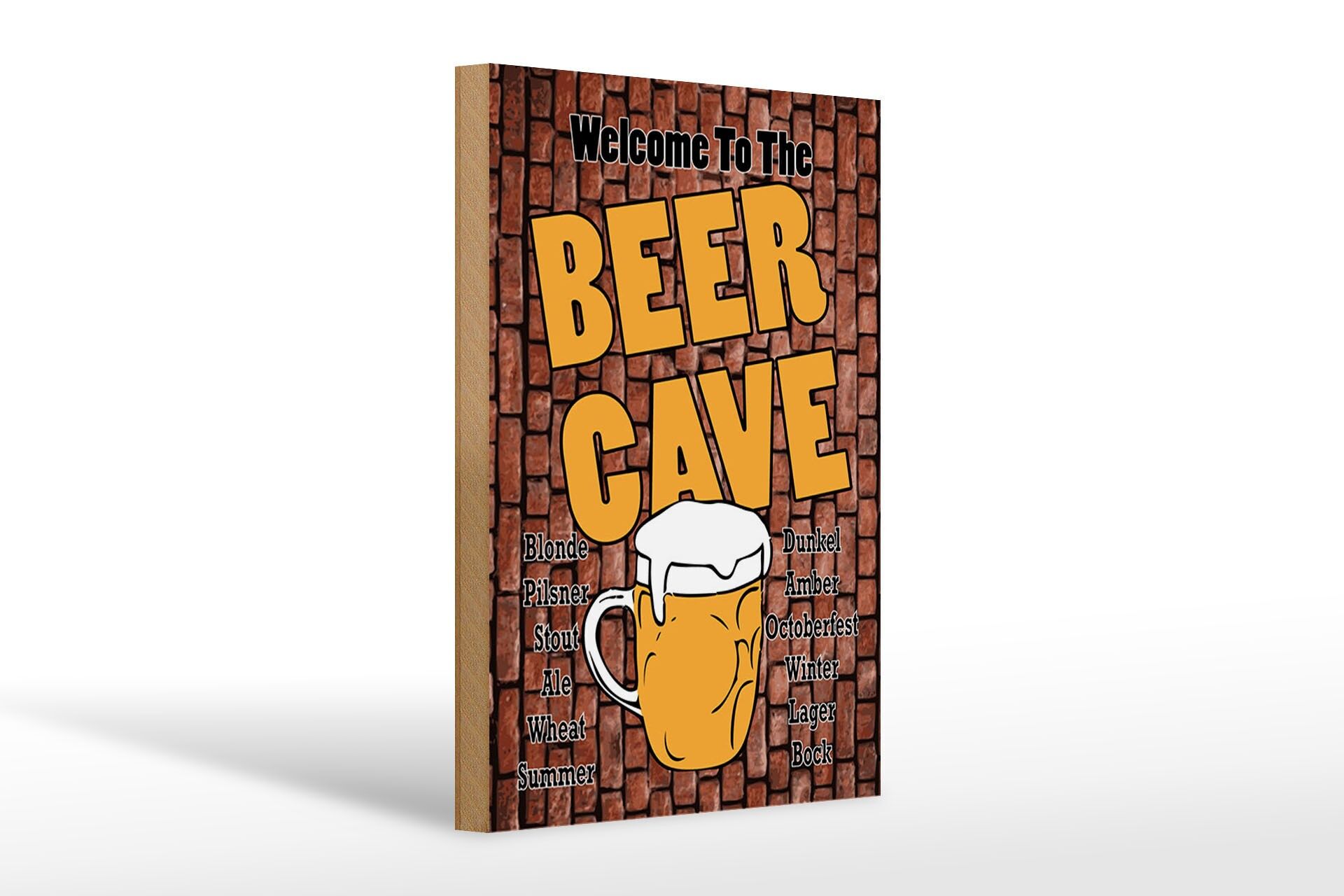 Holzschild Hinweis 20x30 cm Welcome to the Beer Cave Deko Schild