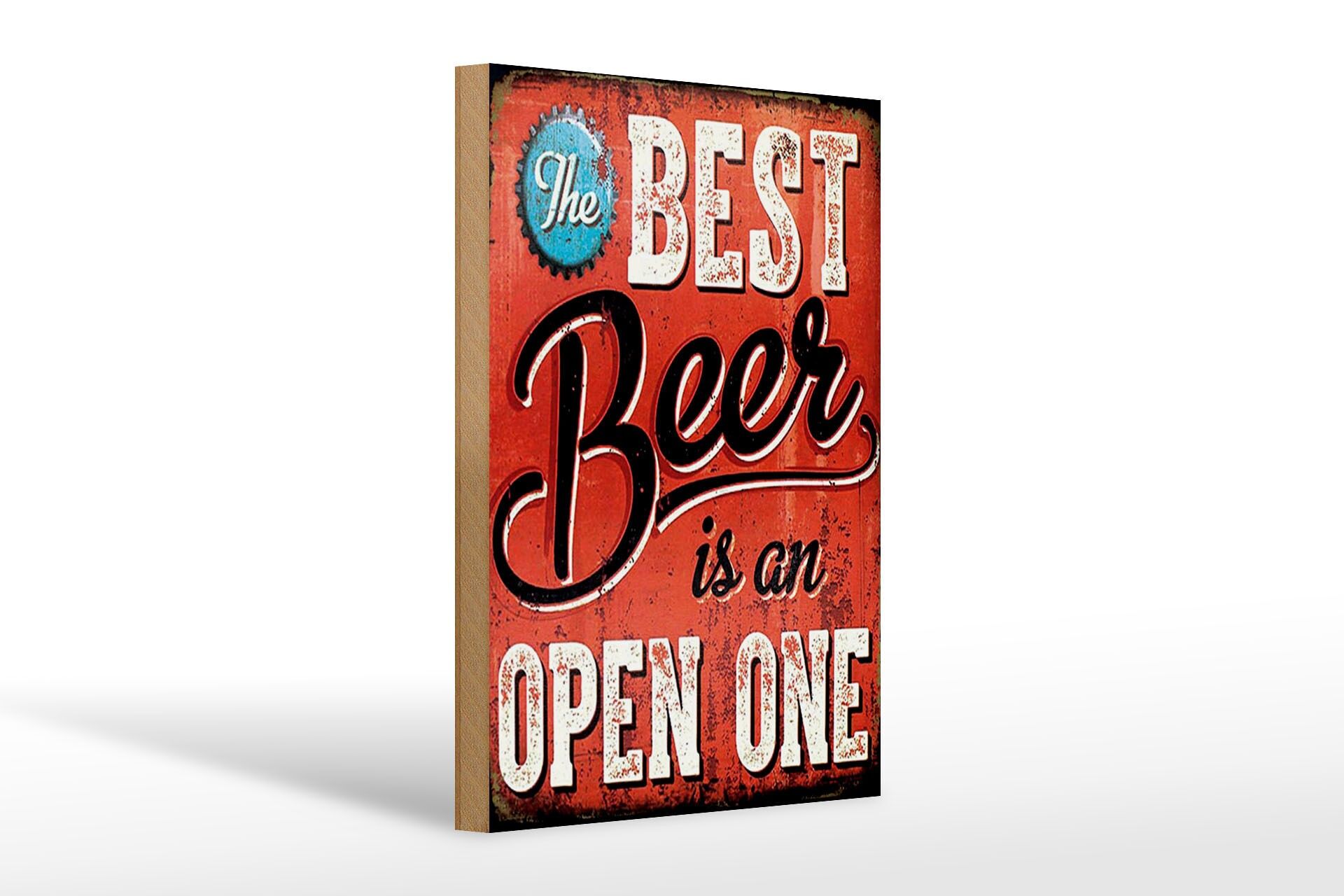 Holzschild Spruch 20x30 cm The Best Beer in an open one Deko Schild