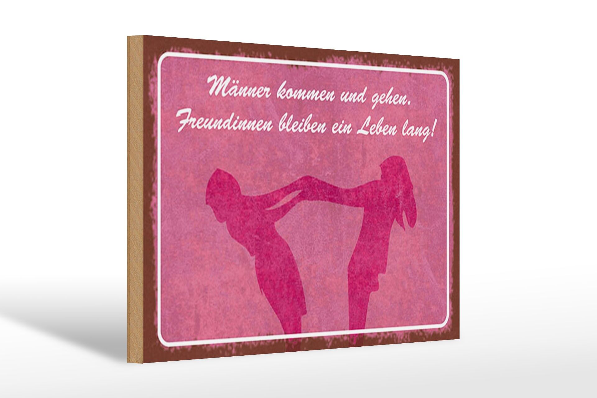 Holzschild Spruch 20x30 cm Freundinnen bleiben ein Leben lang Deko Schild