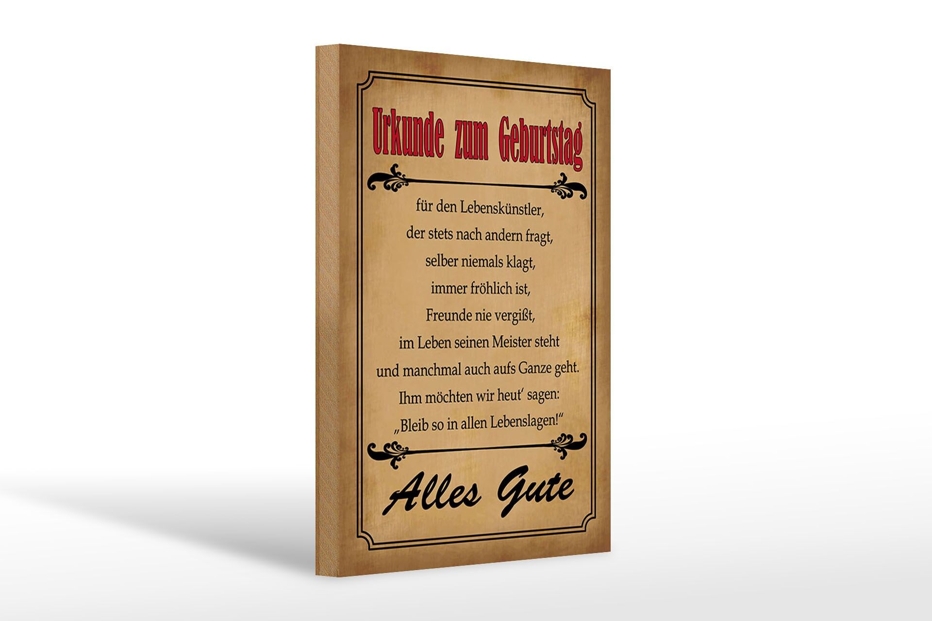 Holzschild Spruch 20x30 cm Urkunde zum Geburtstag Deko Schild