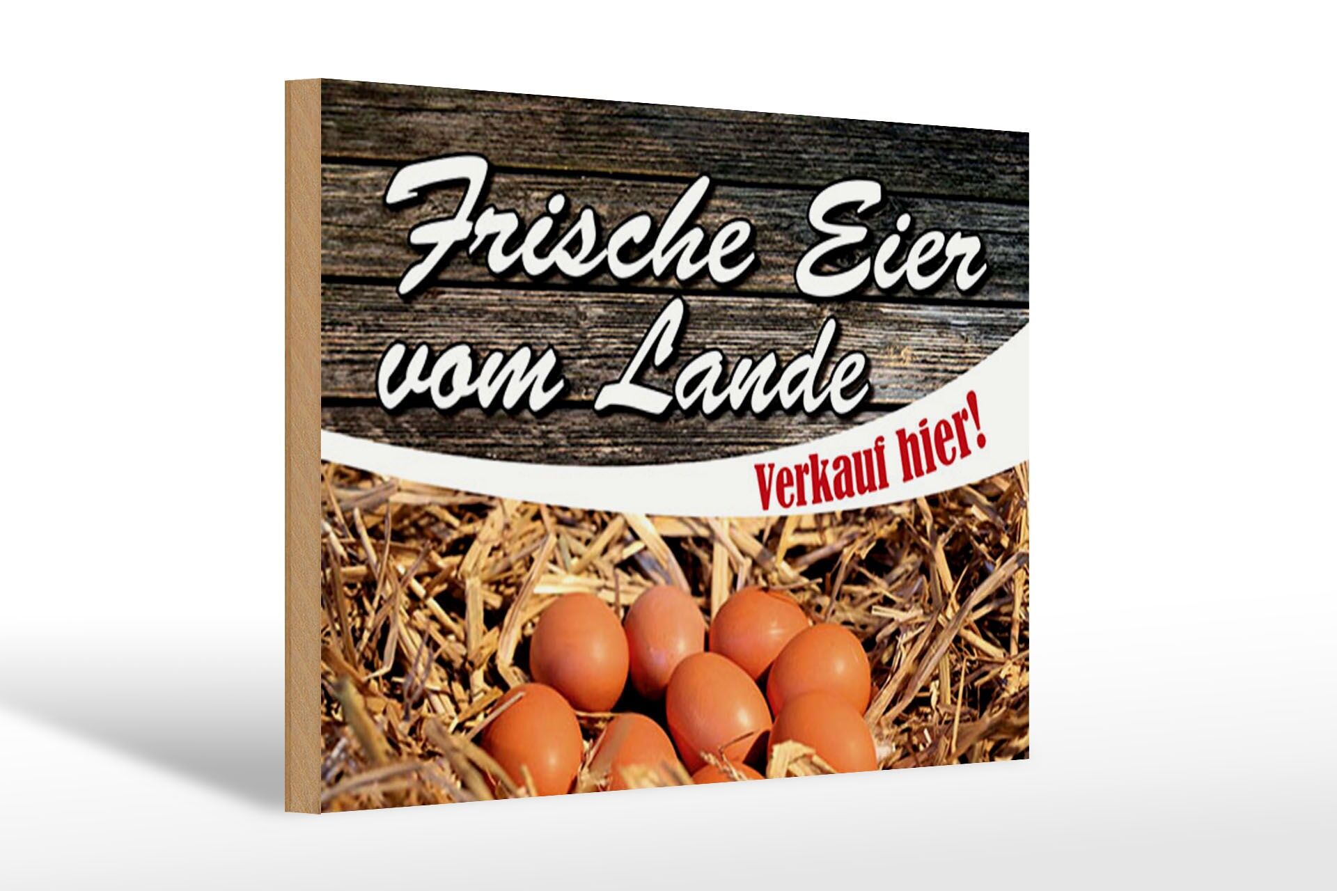 Holzschild Reklame 20x30 cm Frische Eier vom Lande Verkauf hier Deko Schild