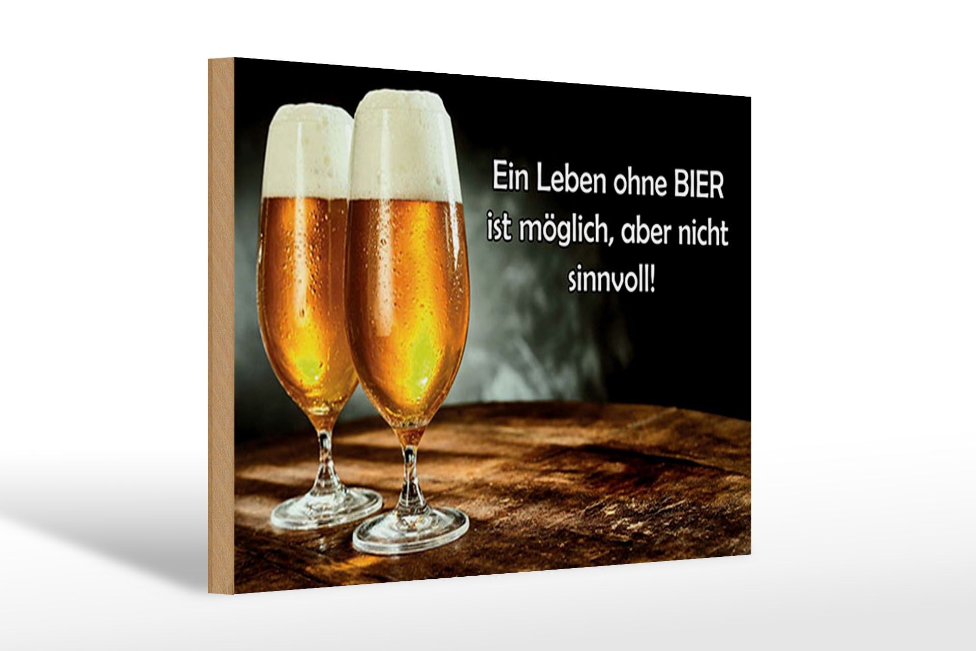 Holzschild Spruch 20x30 cm Leben ohne Bier möglich nicht sinnvoll Deko Schild