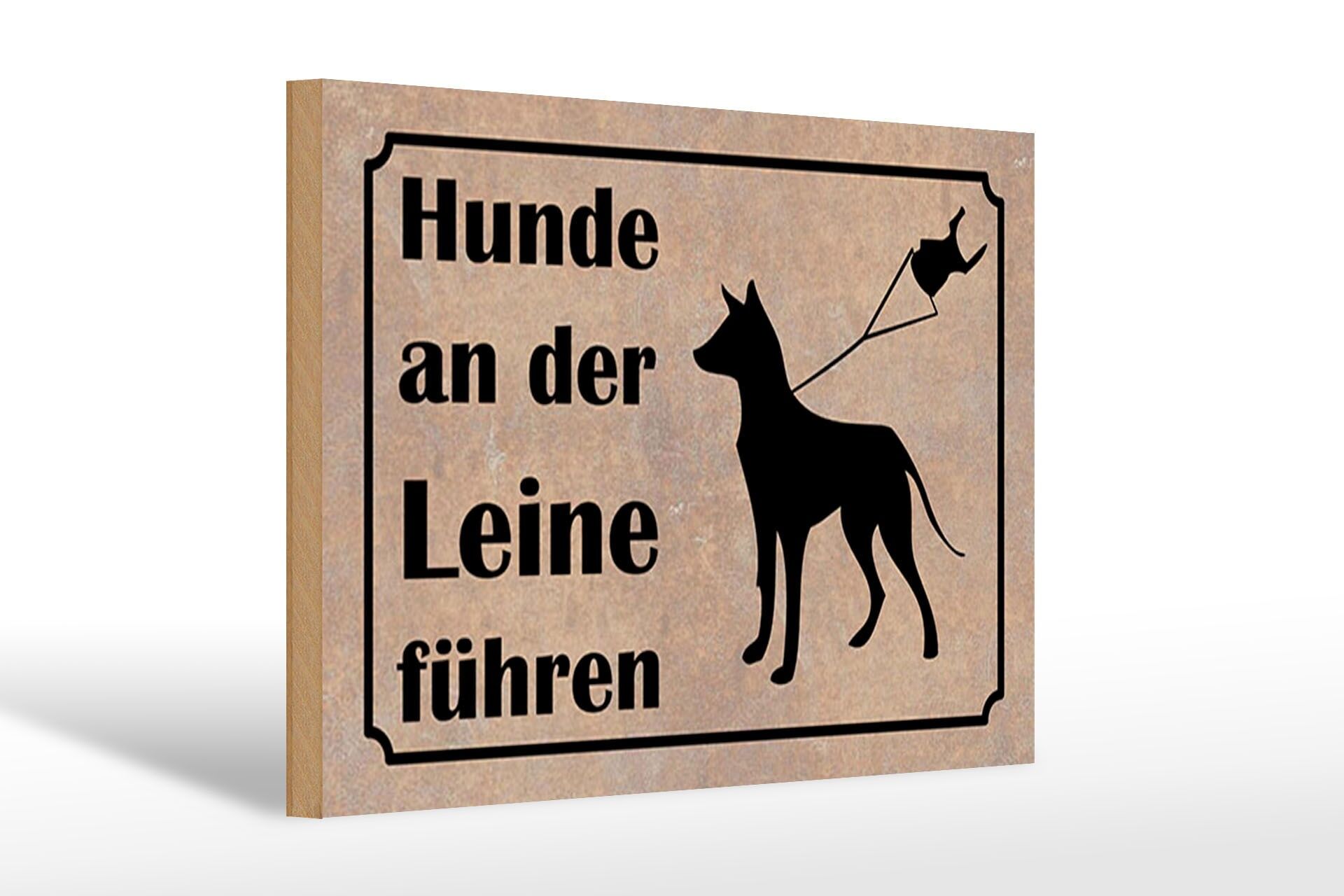 Holzschild Hinweis 20x30 cm Hunde an der Leine führen Deko Schild