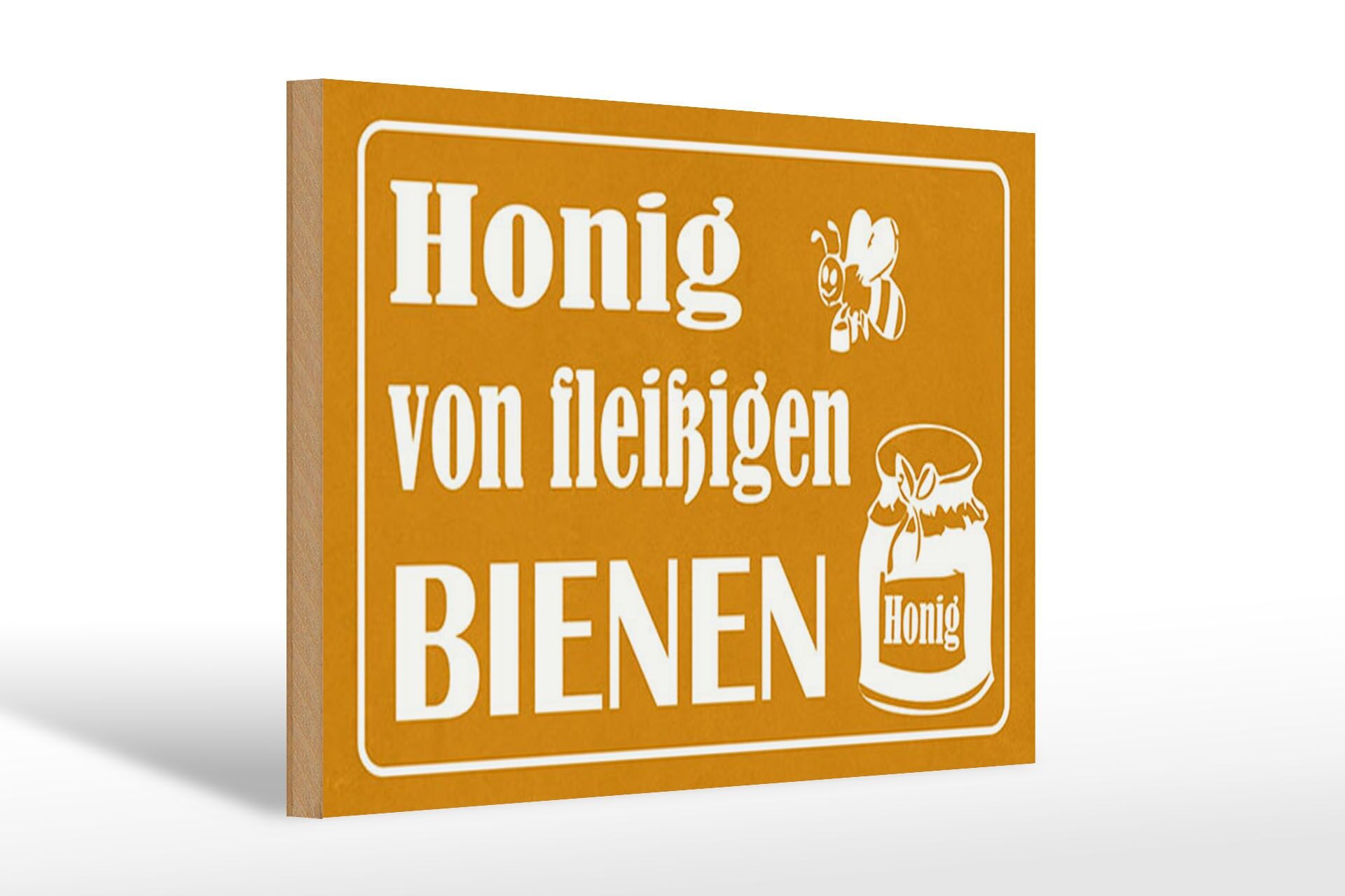 Holzschild Reklame 20x30 cm Honig von fleißigen Bienen Deko Schild