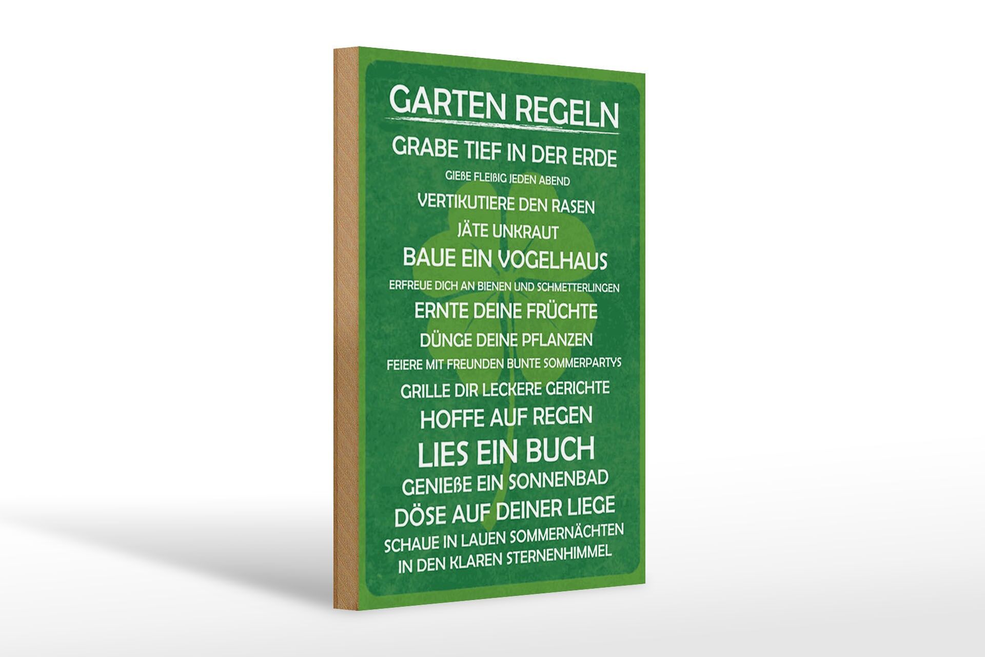 Holzschild Spruch 20x30 cm Garten Regeln Deko Schild