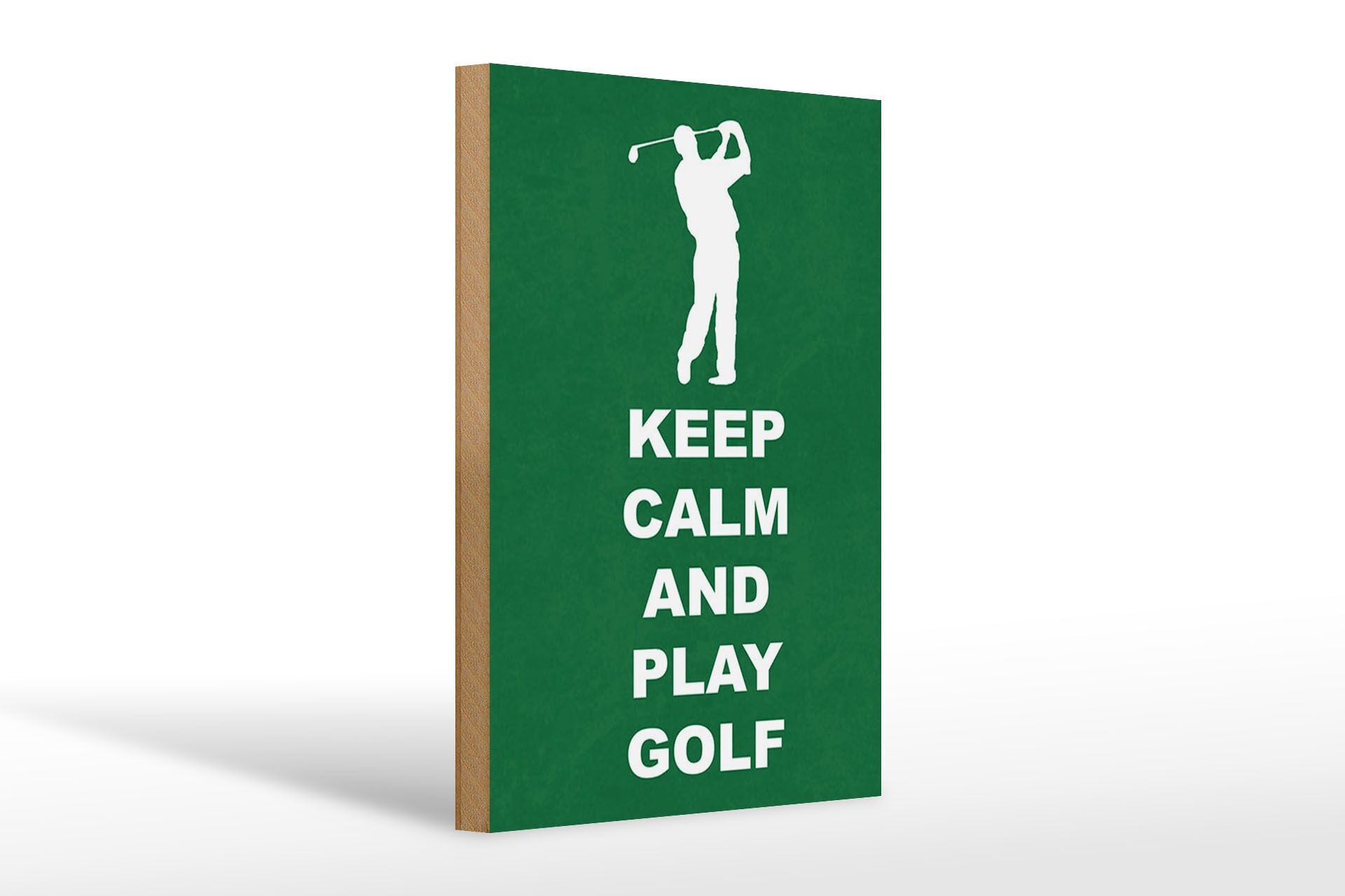 Holzschild Spruch 20x30 cm Keep calm and play Golf Deko Schild
