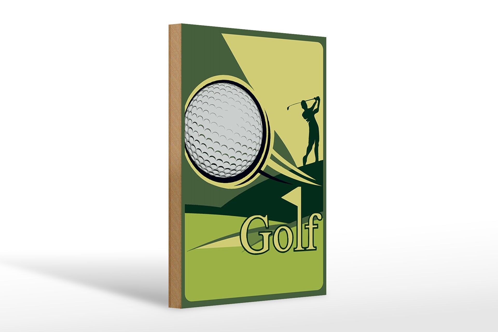 Holzschild Reklame 20x30 cm Golf Golfball Golfer Deko Schild