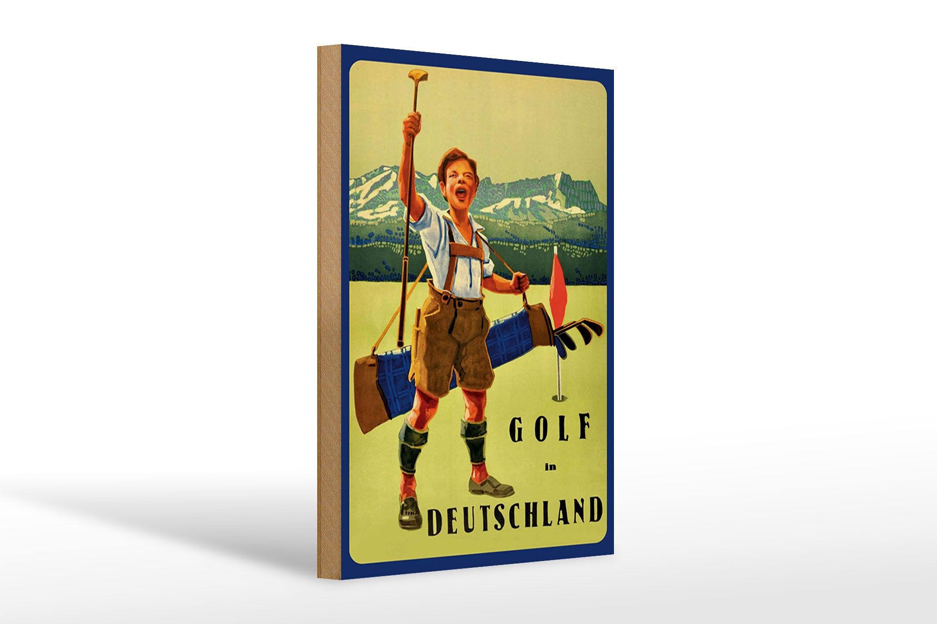 Holzschild Reise 20x30 cm Golf in Deutschland Deko Schild