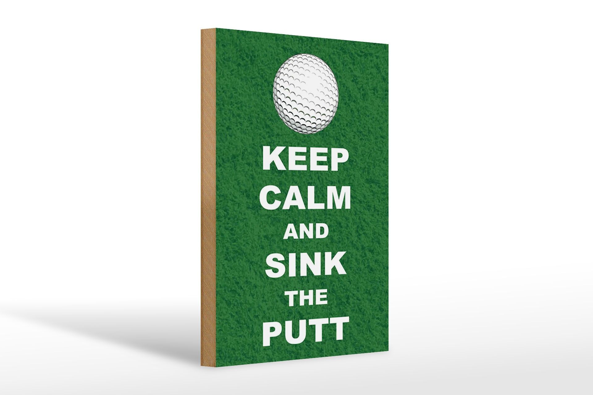Holzschild Spruch 20x30 cm Keep calm and sink the putt Golf Deko Schild