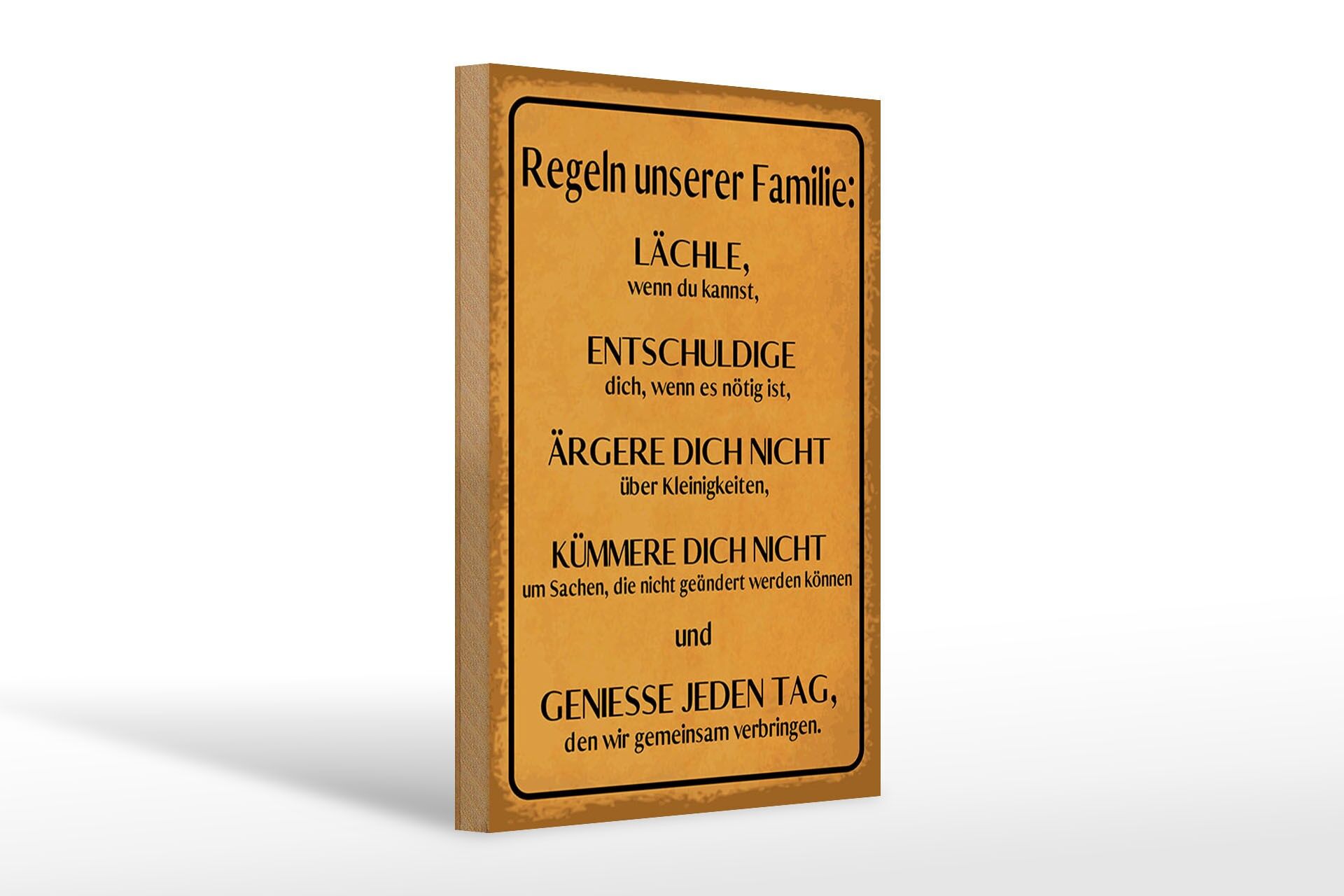 Holzschild Spruch 20x30 cm Regeln unserer Familie Deko Schild