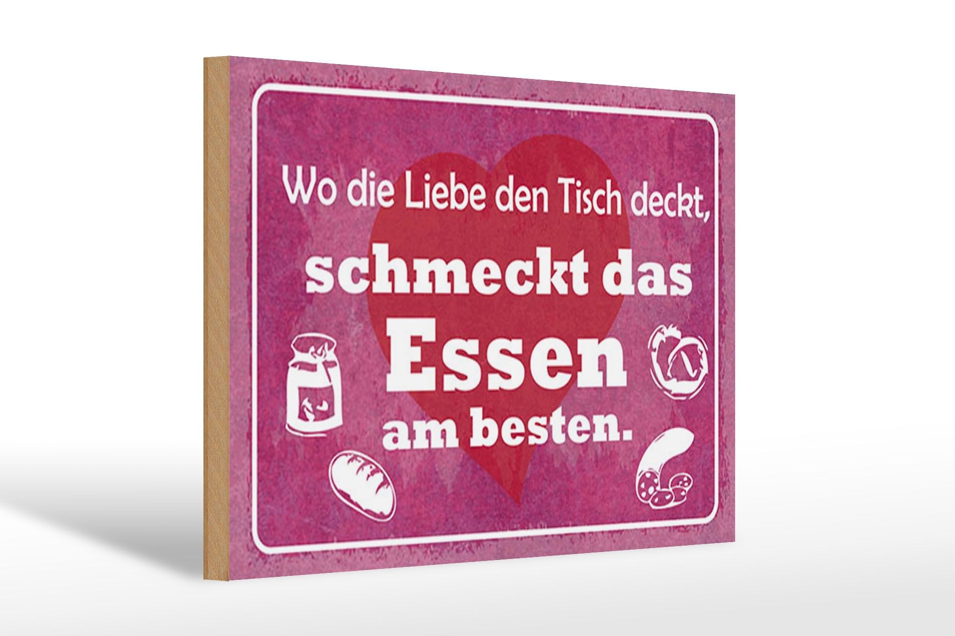 Holzschild Spruch 20x30 cm Wo die Liebe den Tisch deckt Deko Schild