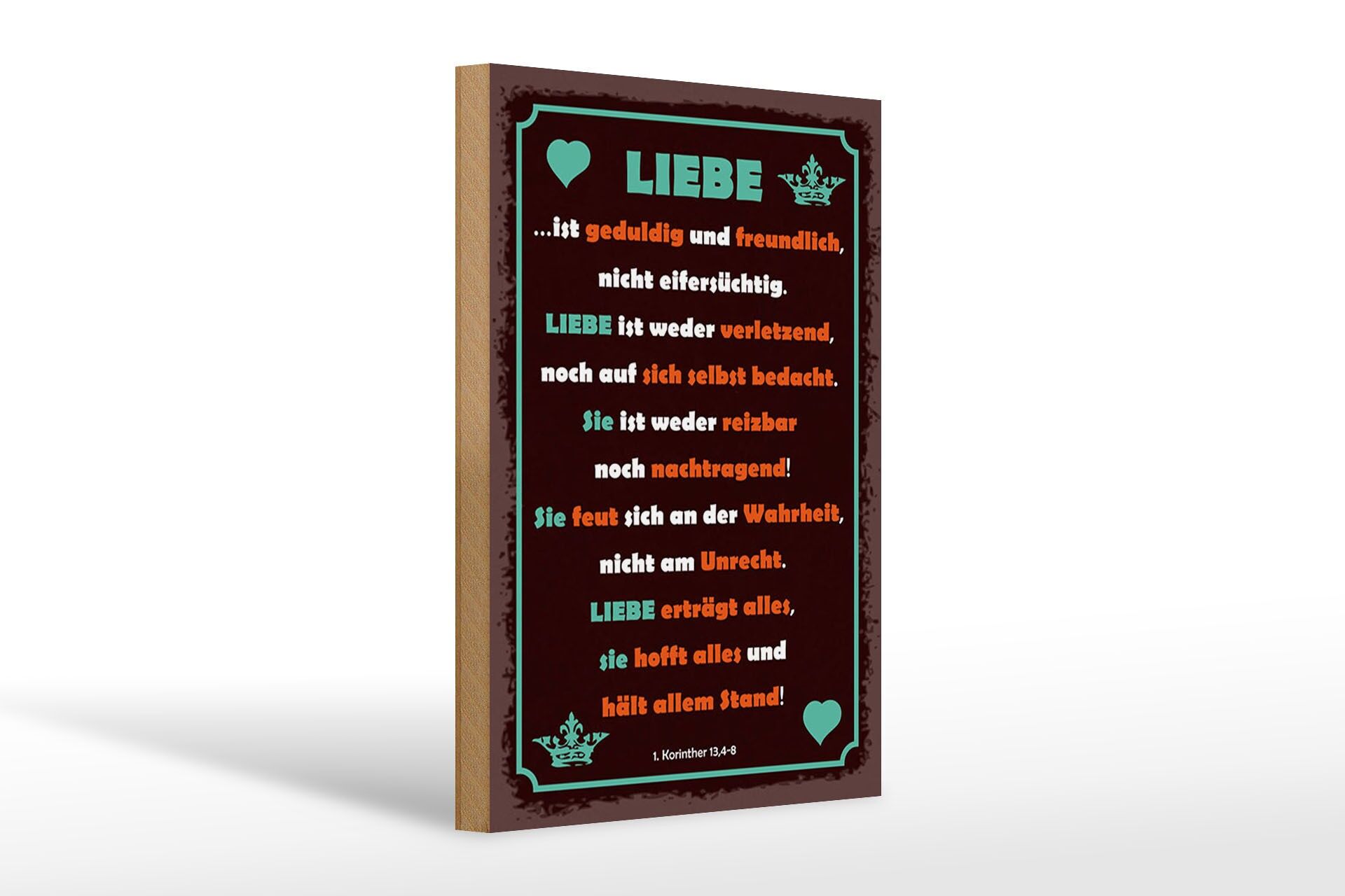 Holzschild Spruch 20x30 cm Liebe ist geduldig und freundlich Deko Schild