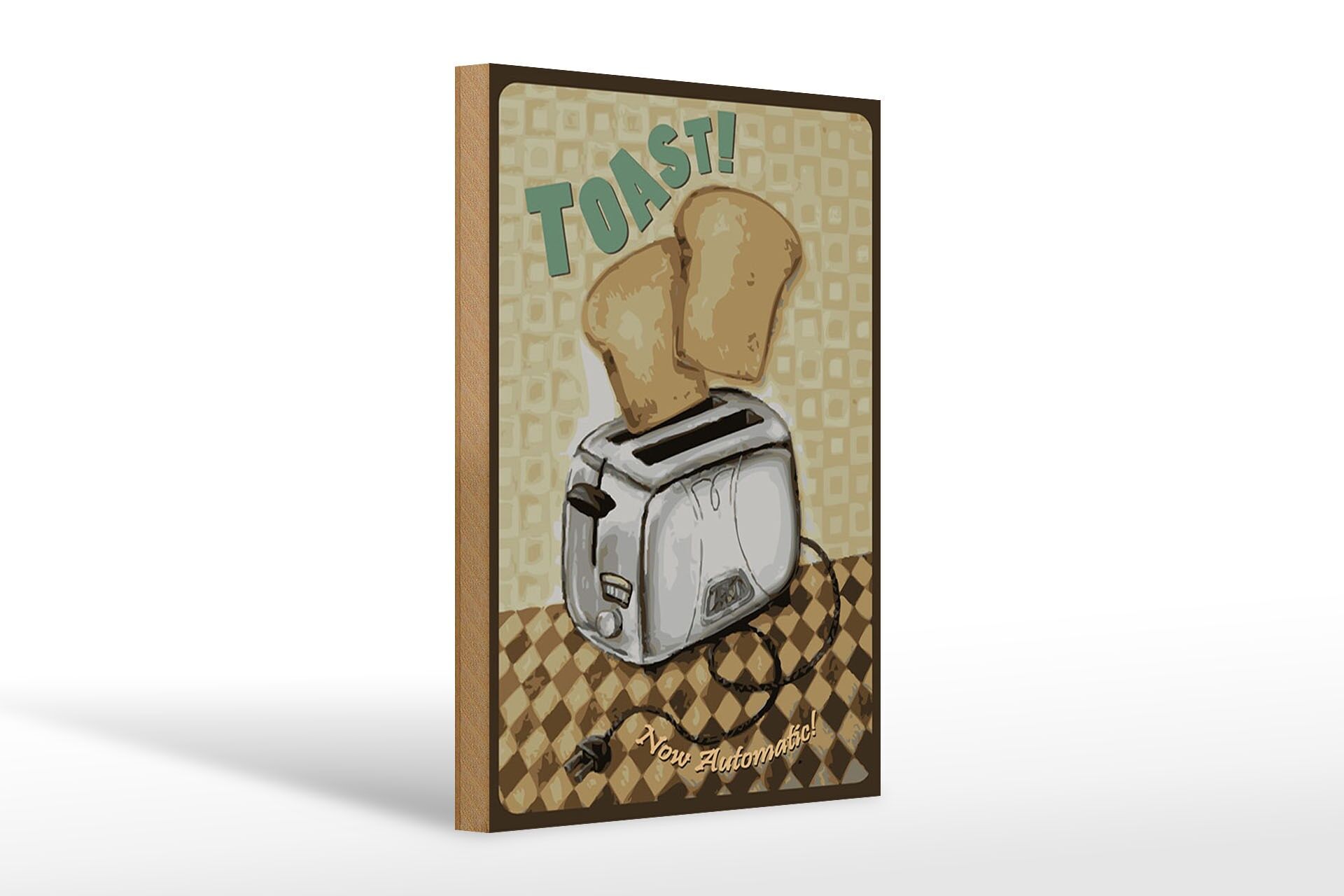 Holzschild Reklame 20x30 cm Toast now automatic Retro Deko schild