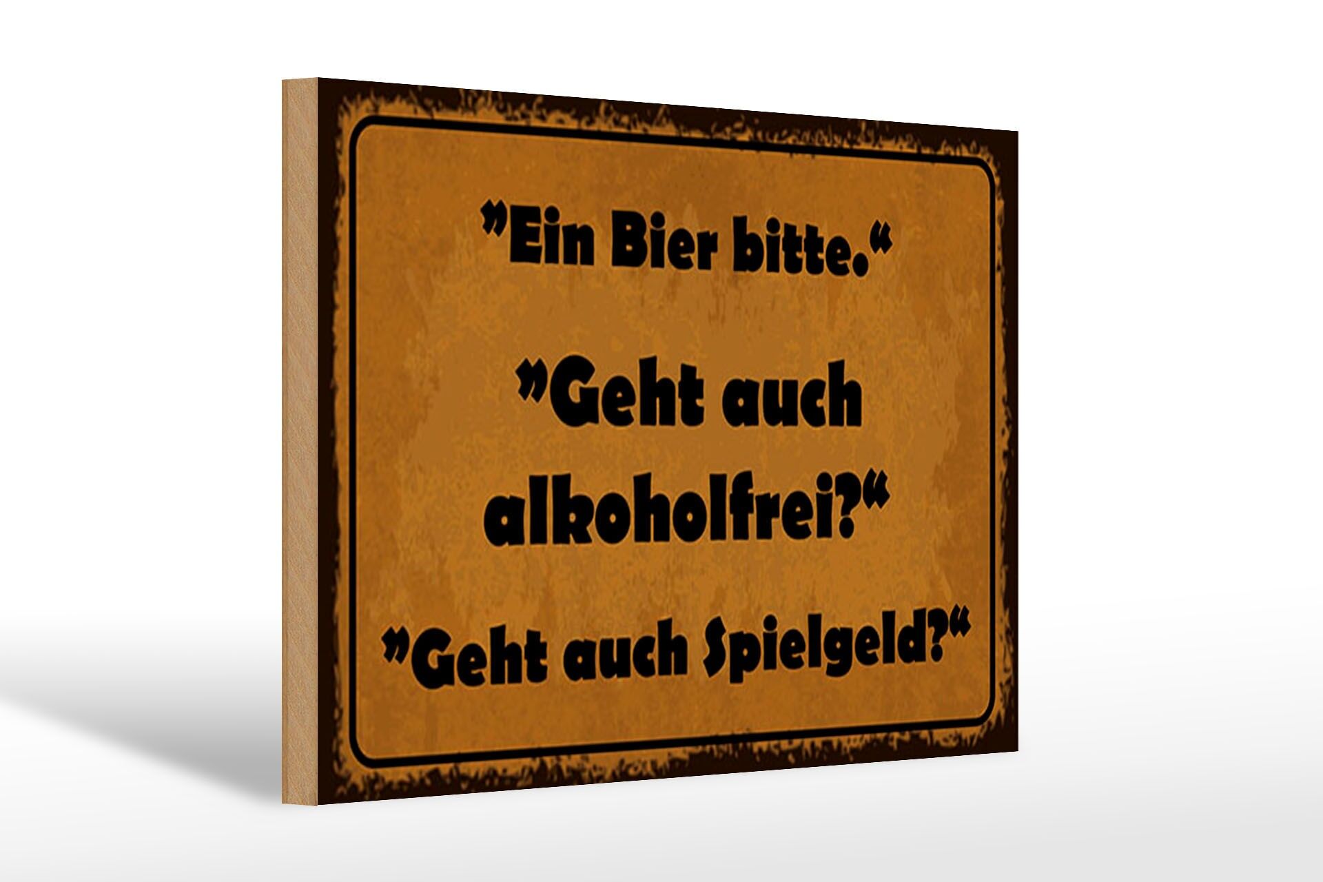 Panneau en bois avec l'inscription « Une bière, s'il vous plaît » 20x30 cm.Un panneau décoratif sans alcool fonctionne également.