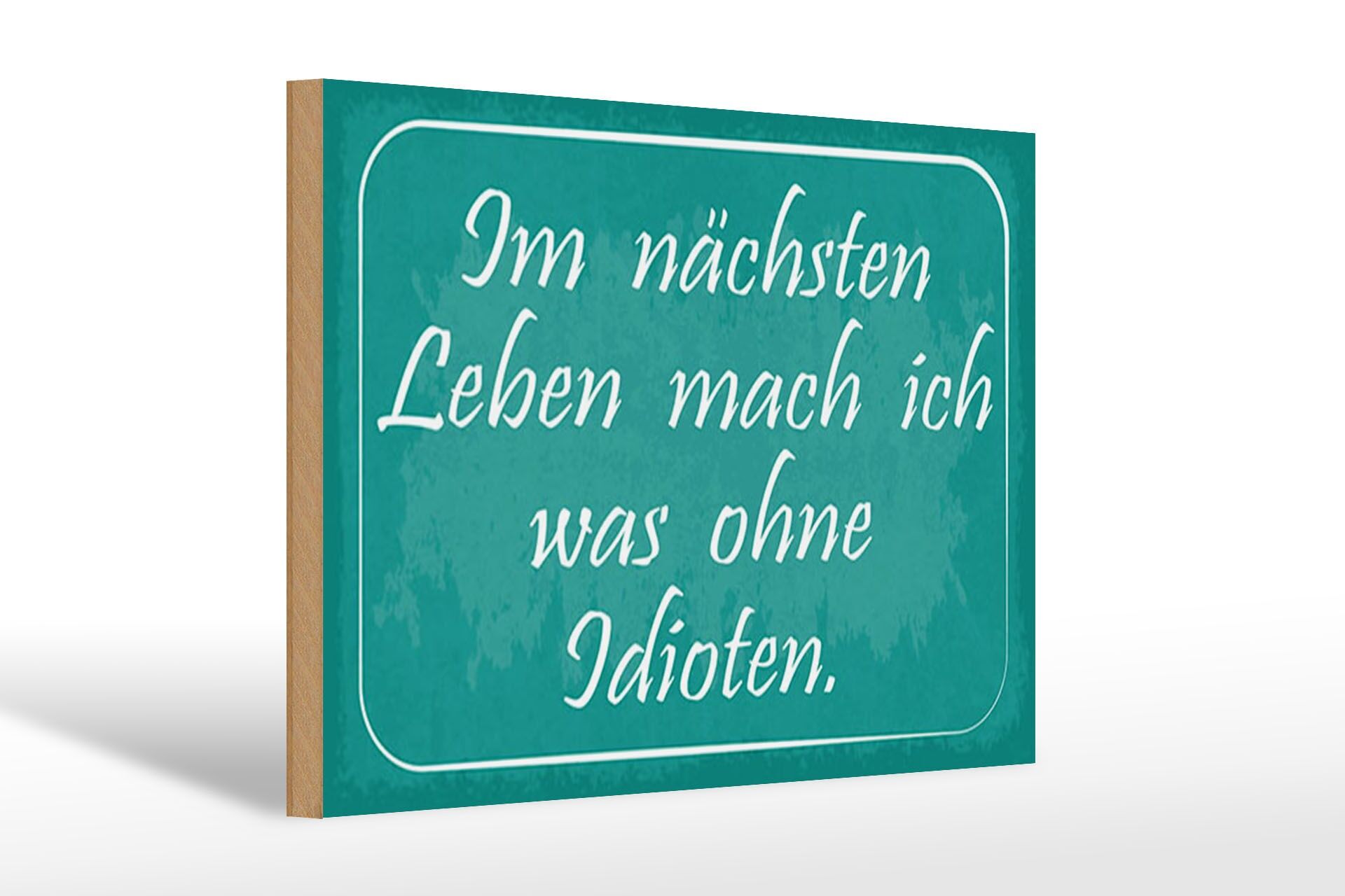Holzschild Spruch 20x30 cm Im nächsten Leben mach ich was ohne Idioten