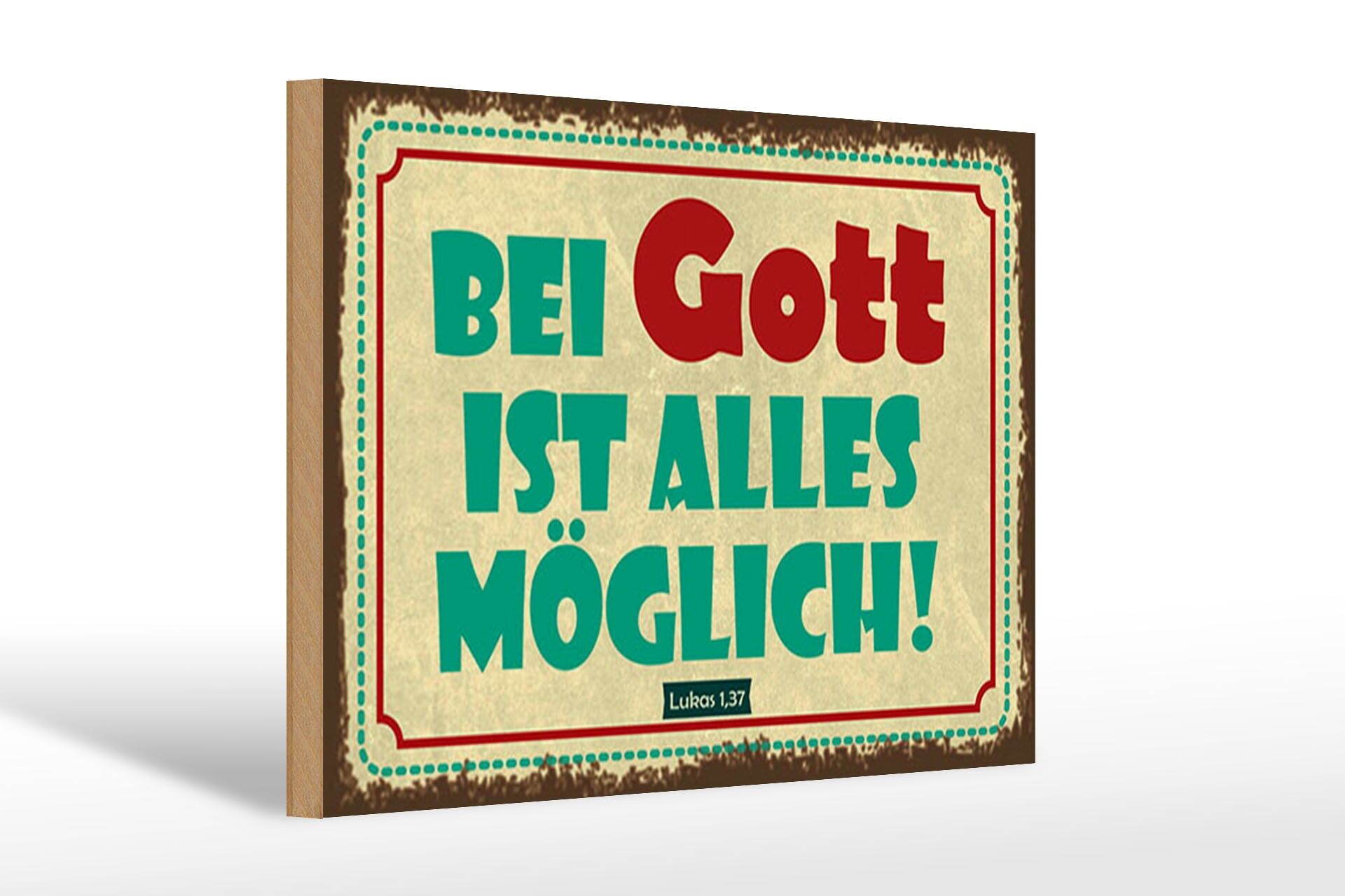Holzschild Spruch 20x30 cm Bei Gott ist alles möglich Deko Schild