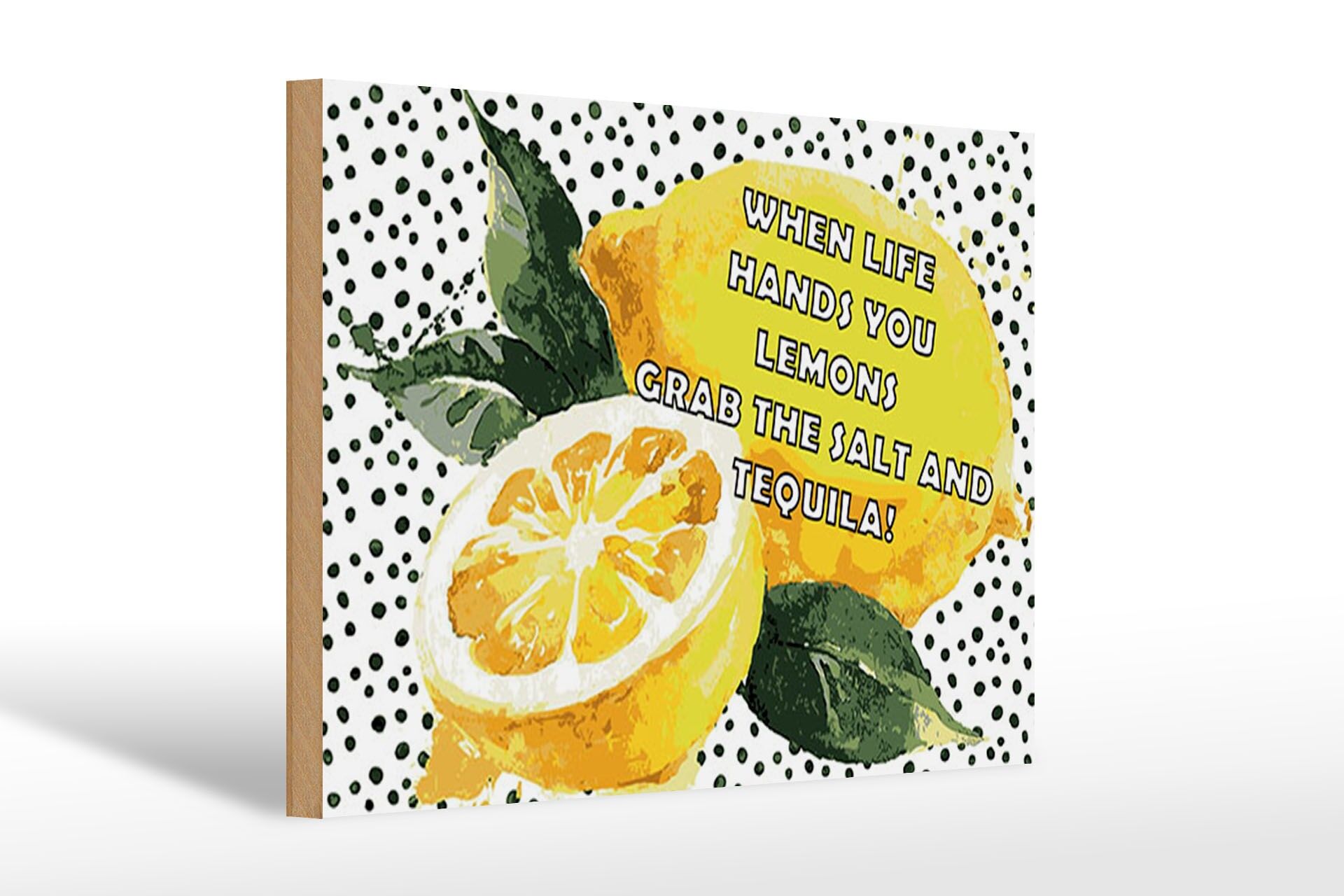 Holzschild Spruch 20x30 cm When life hands you Lemons grab the Salt and Tequila