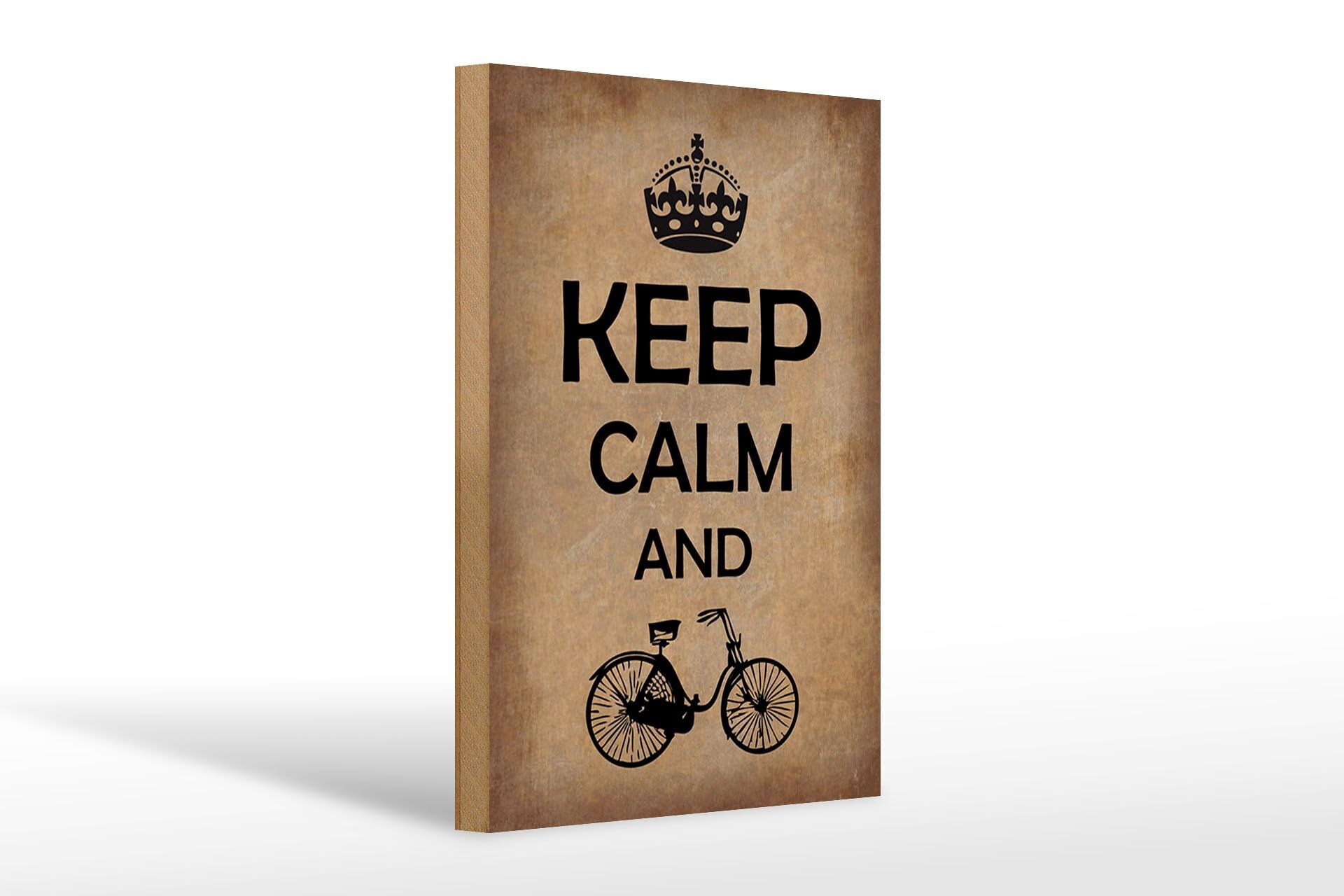 Holzschild Spruch 20x30 cm Keep calm and Bike Fahrrad Deko Schild