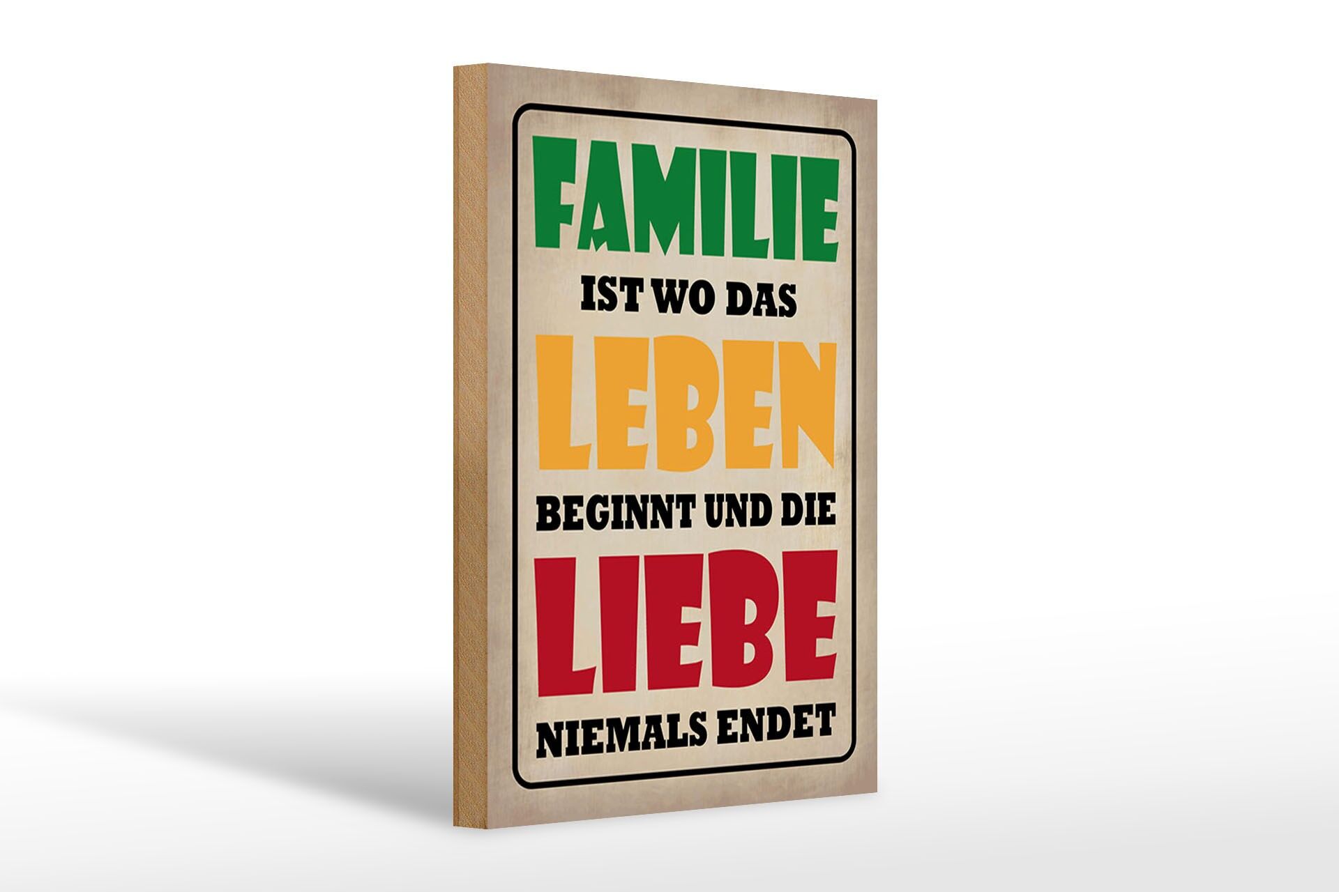 Holzschild Spruch 20x30 cm Familie ist wo das Leben beginnt Deko Schild