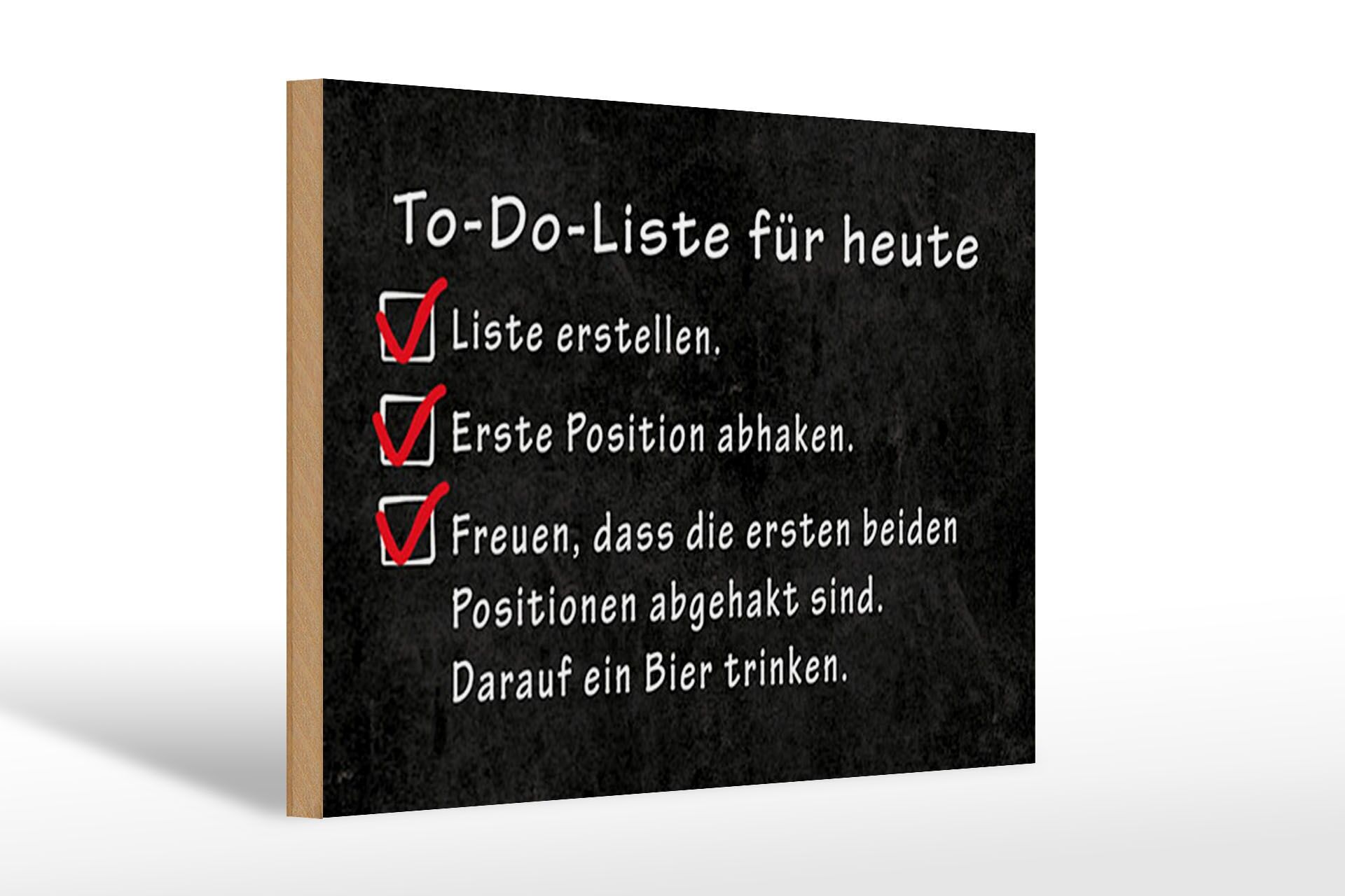Holzschild Spruch 20x30 cm To Do Liste für Heute Tafeloptik Deko Schild