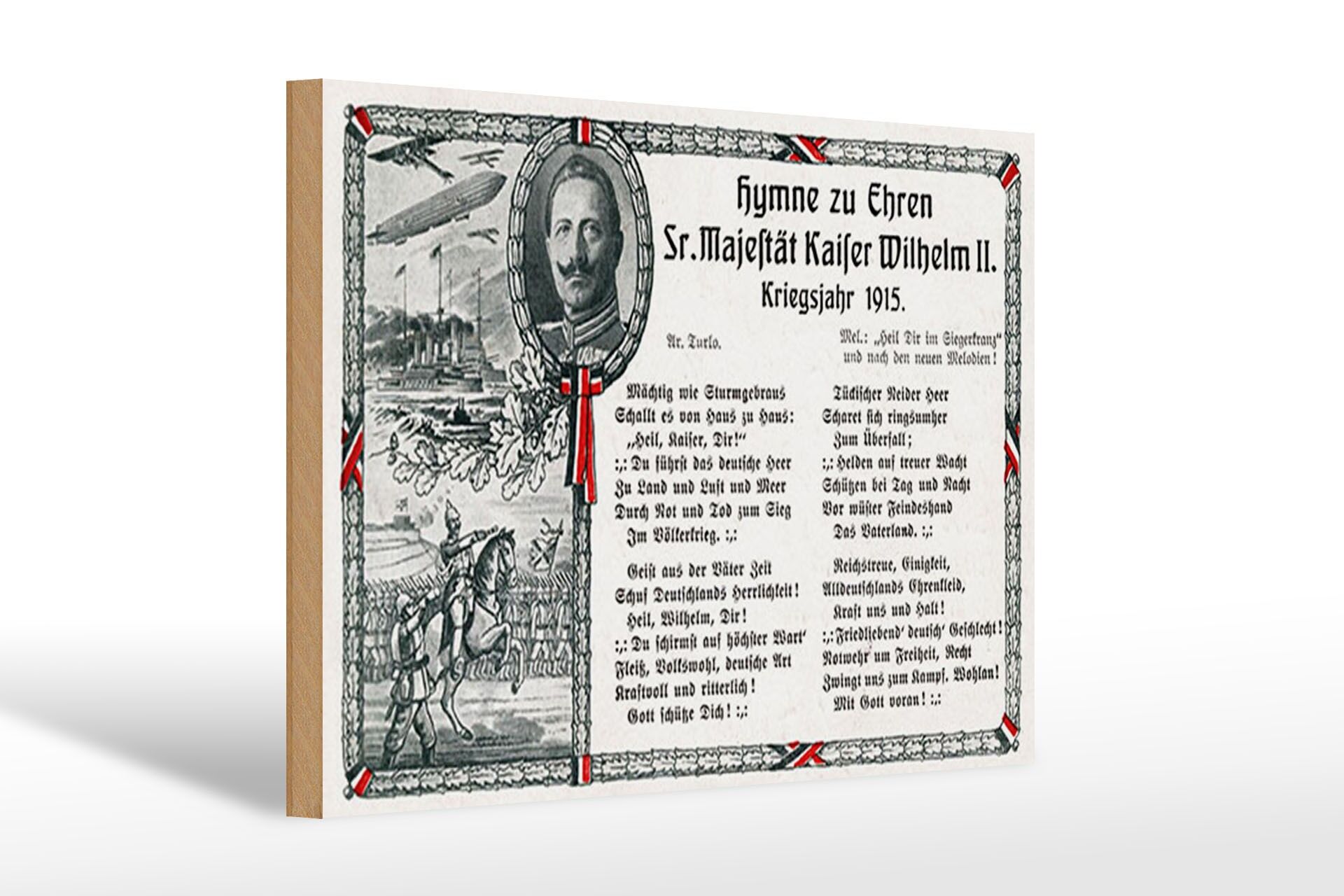 Holzschild Spruch 20x30 cm Hymne zu Ehren Kaiser Wilhelms Deko Schild