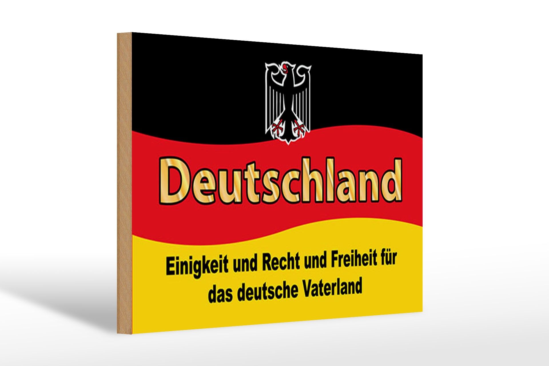 Holzschild Spruch 20x30 cm Deutschland Einigkeit und Recht und Freiheit Schild