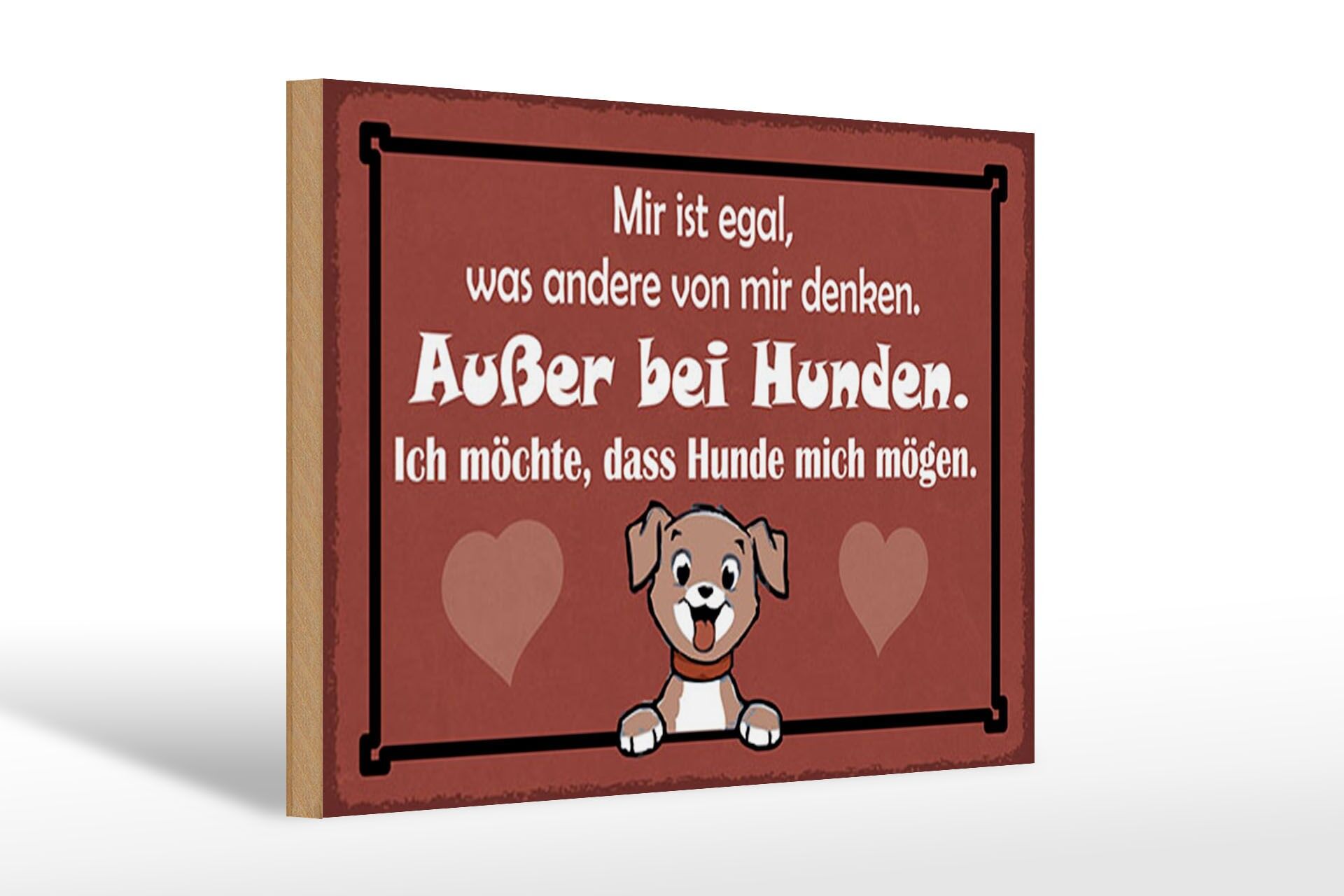 Holzschild Spruch 20x30 cm Ich möchte, dass Hunde mich mögen Deko Schild