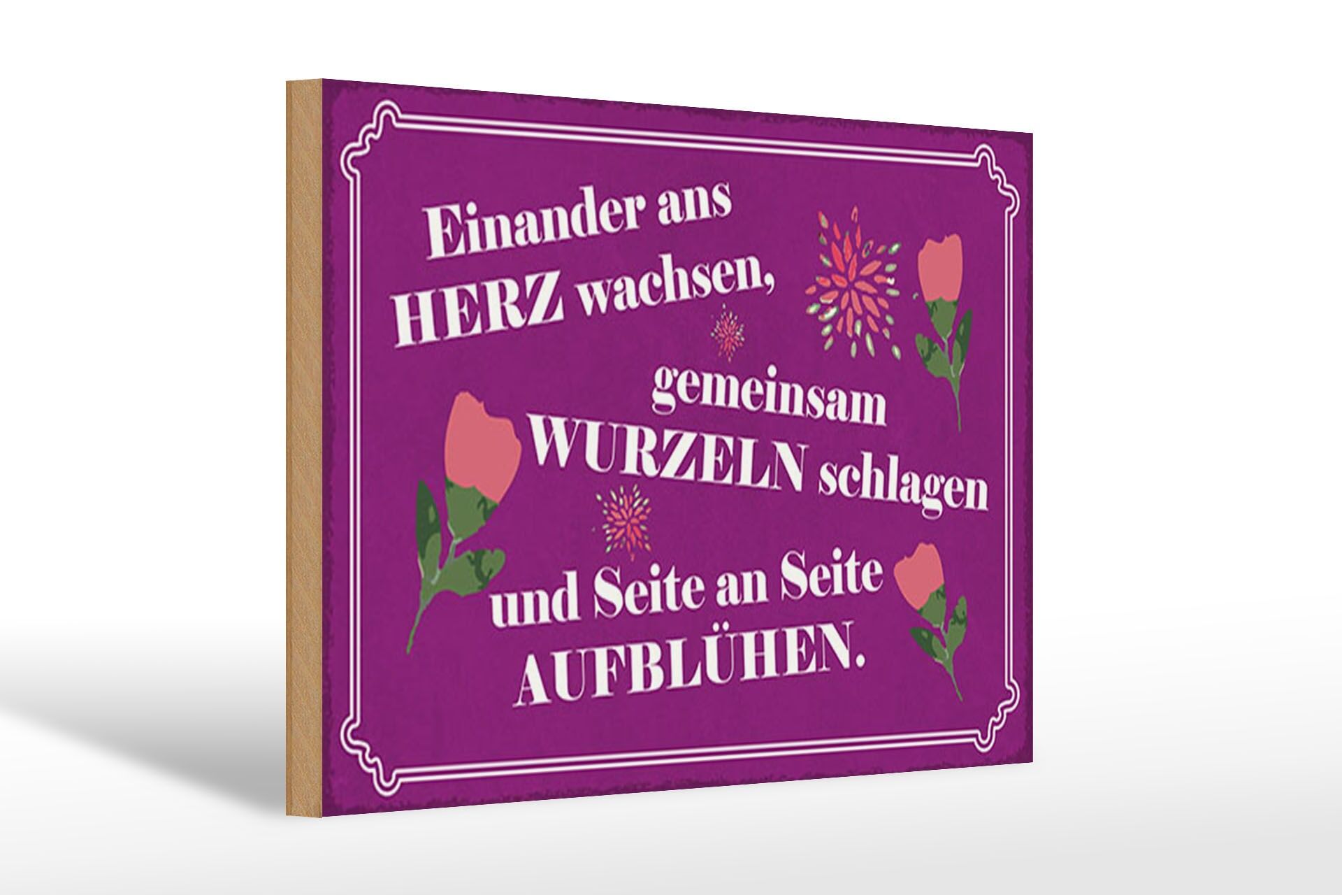Holzschild Spruch 20x30 cm Seite an Seite aufblühen Deko Schild