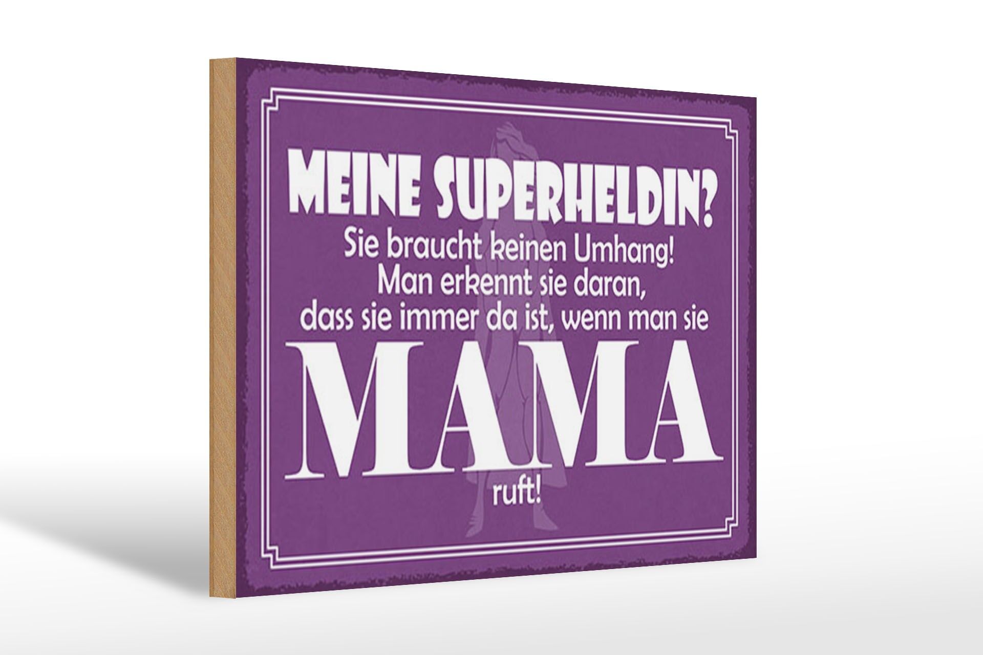 Holzschild Spruch 20x30 cm meine Superheldin MAMA lila Deko Schild