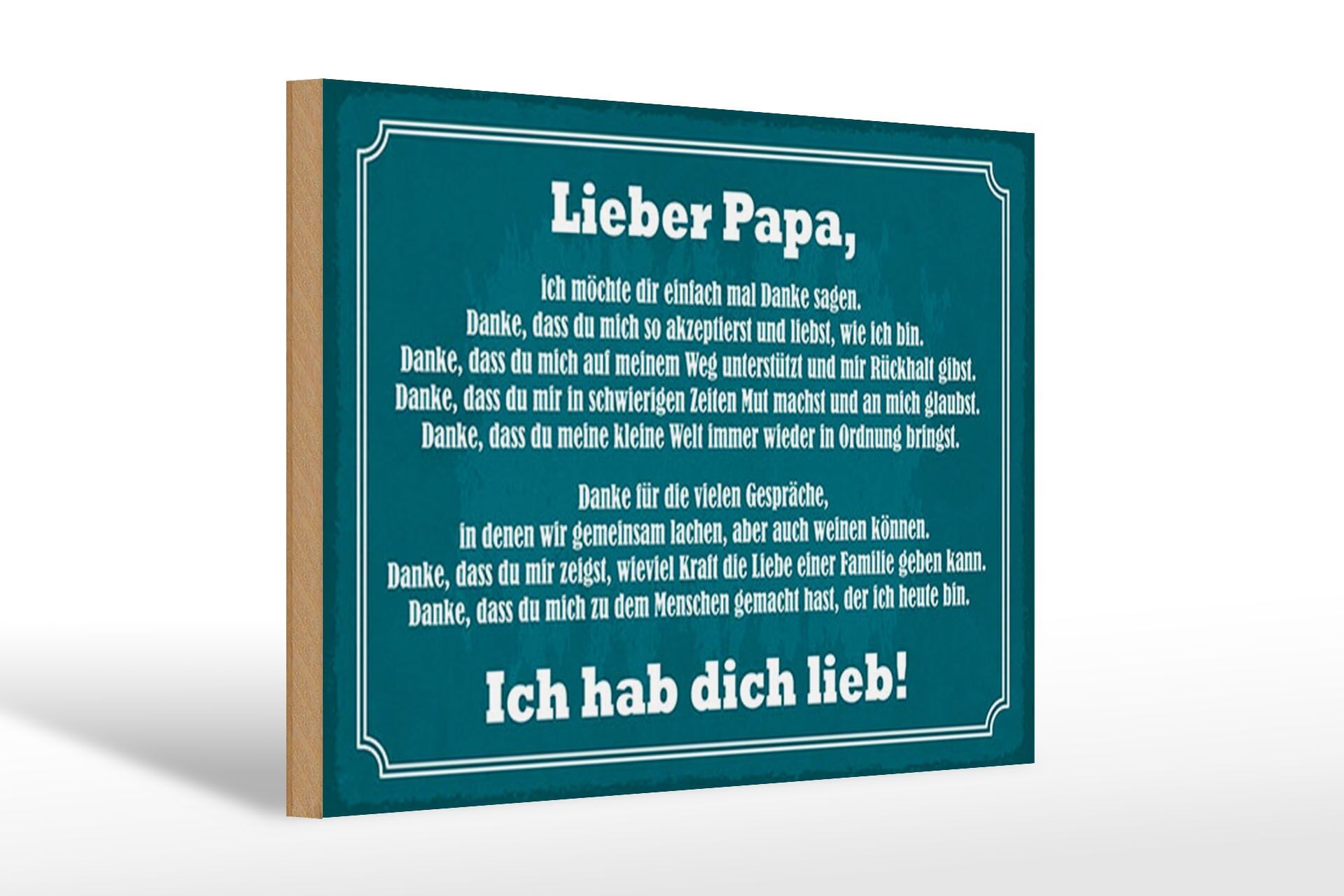 Holzschild Spruch 20x30 cm Lieber Papa, ich hab dich Lieb Deko Schild