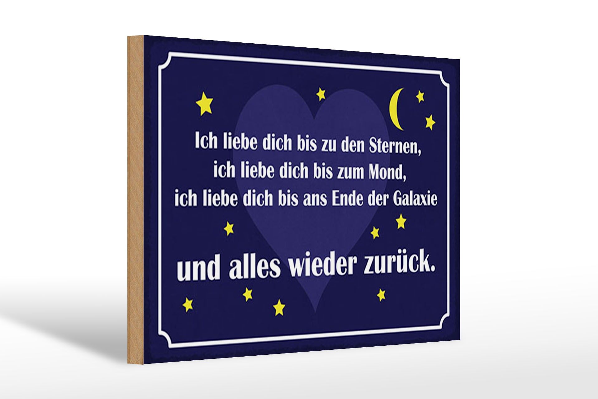 Holzschild Spruch 20x30 cm Ich liebe dich bis zu den Sternen Deko Schild