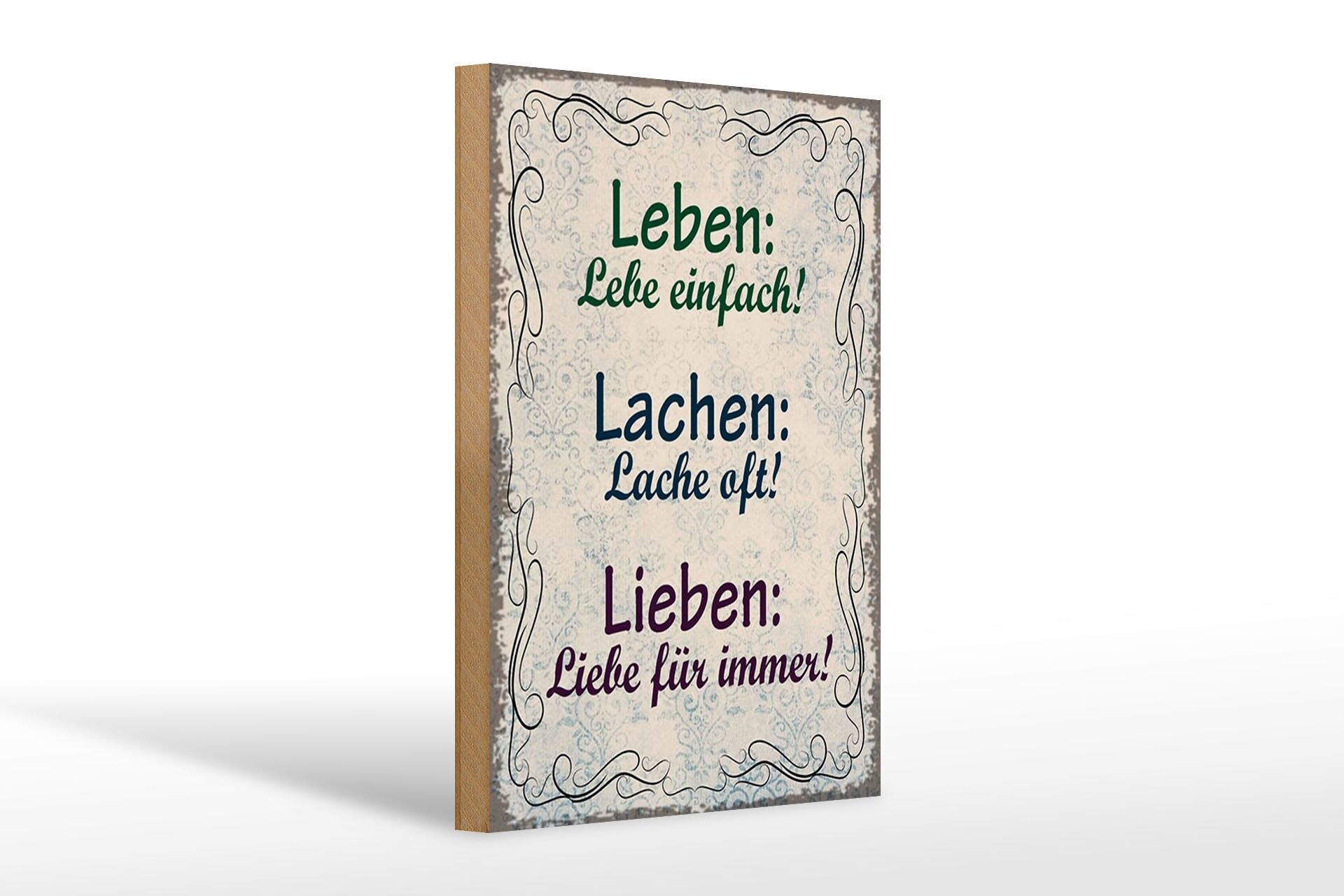 Holzschild Spruch 20x30 cm Leben Lachen Lieben Deko Schild