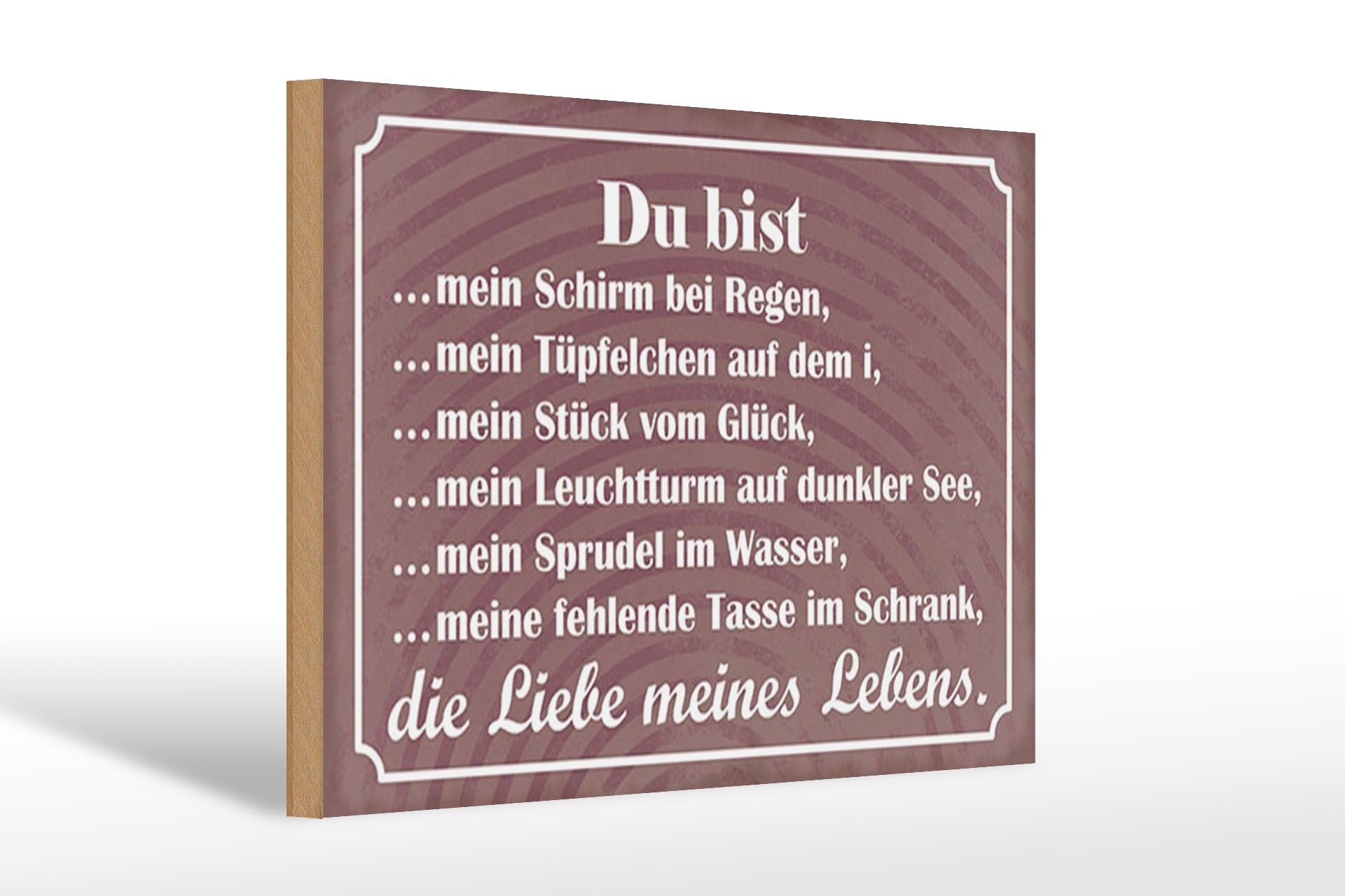 Holzschild Spruch 20x30 cm Du bist die liebe meines Lebens Deko Schild