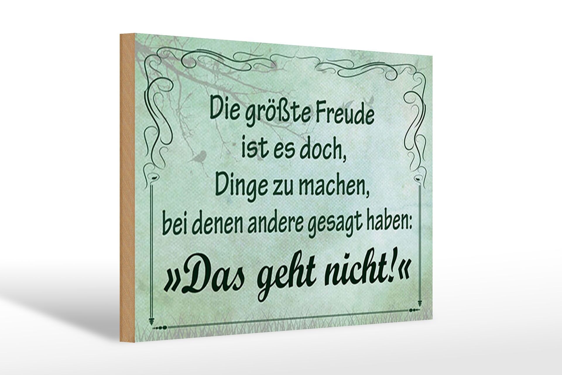 Holzschild Spruch 20x30 cm Größte Freude Dinge zu machen, bei denen andere