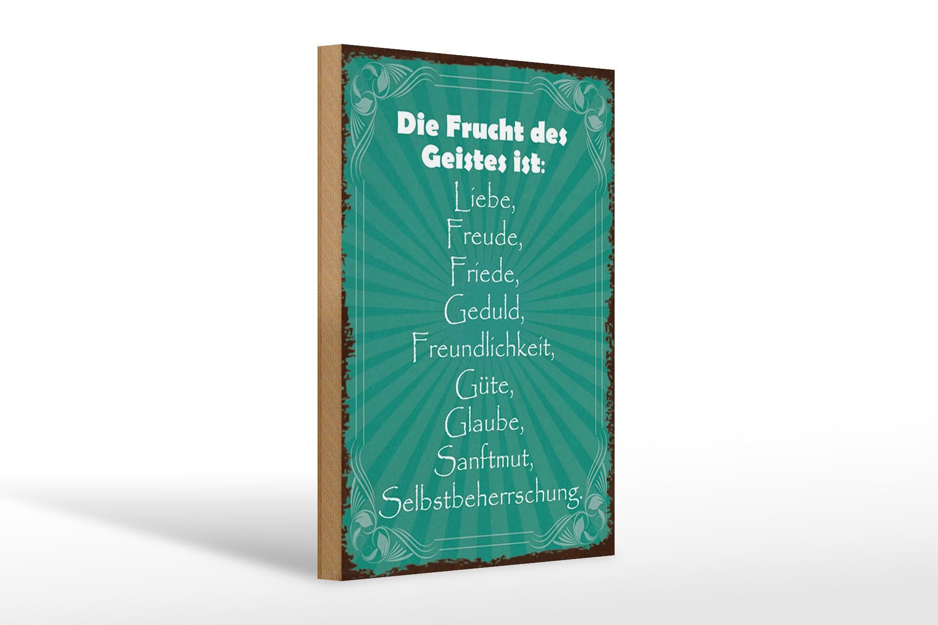 Holzschild Spruch 20x30 cm Die Frucht des Geistes ist Lieb, Freude Deko Schild
