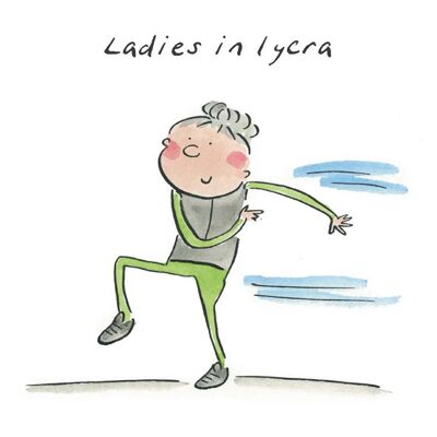 Ladies in lycra 10cm mini card