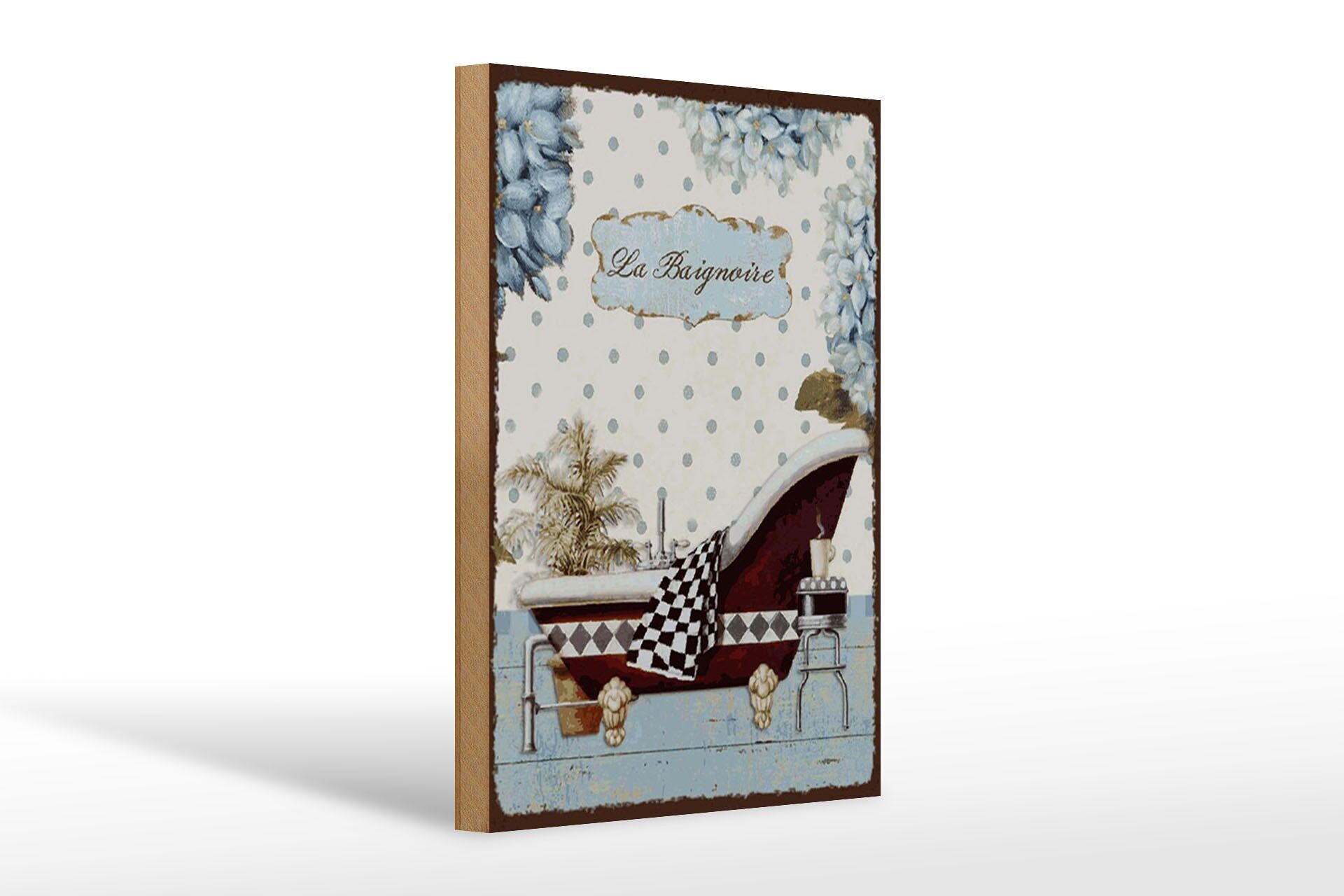 Letrero de madera decoración 20x30 cm La Baignoire Letrero decorativo para bañera