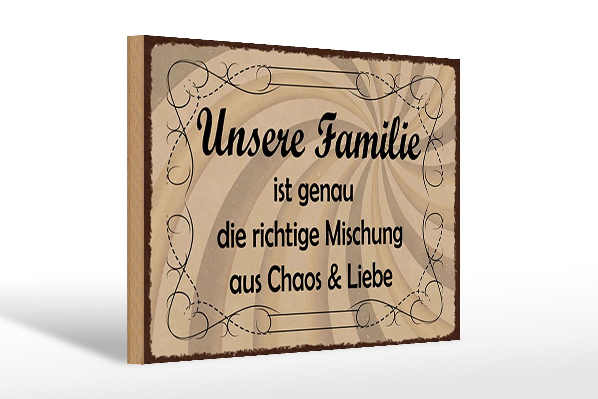 Letrero de madera con el lema, 20x30 cm: Nuestra familia es la mezcla adecuada.