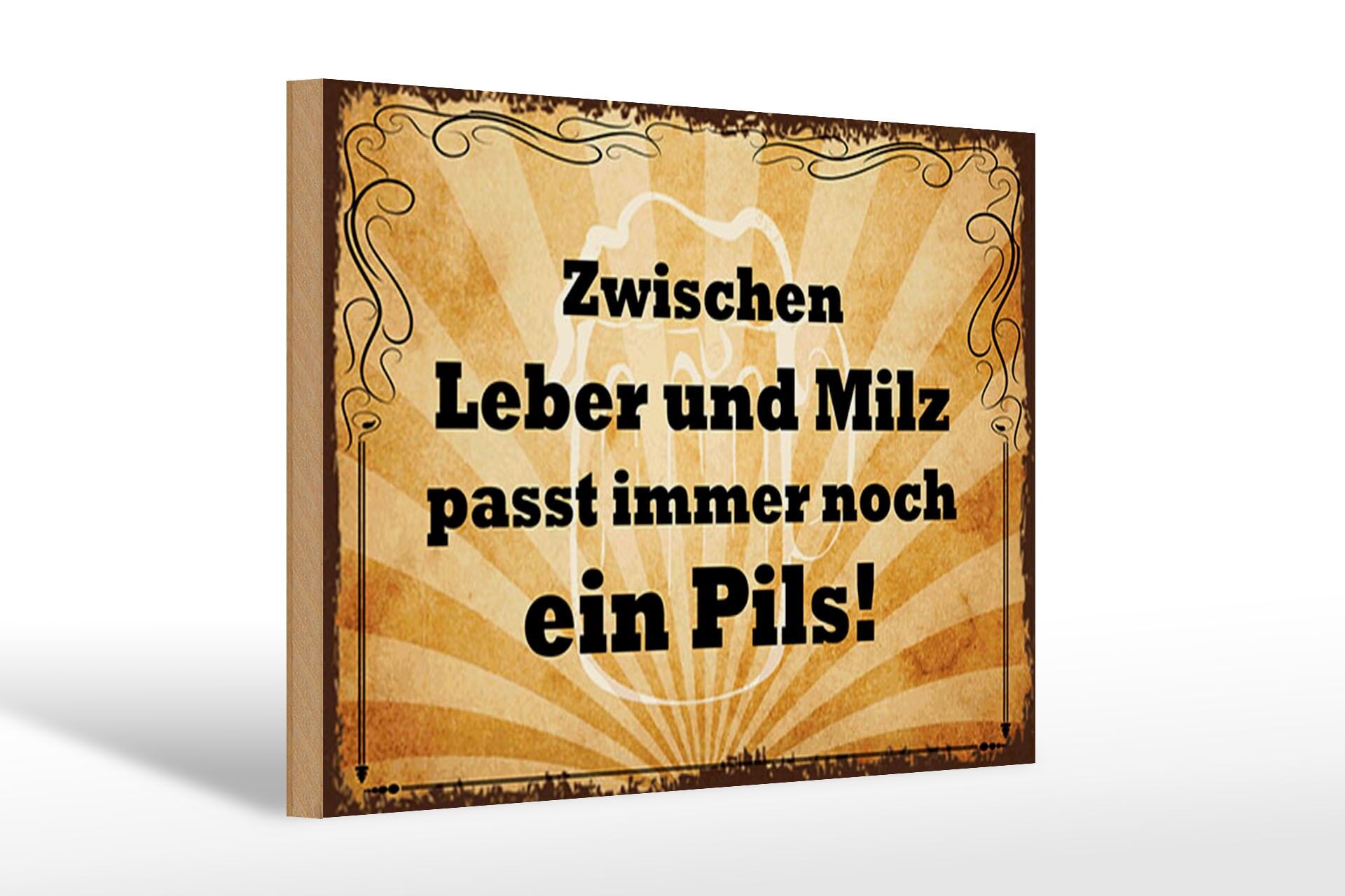 Letrero de cerveza de madera de 20 x 30 cm. Un letrero de cerveza pilsner siempre cabe entre el hígado y el bazo.