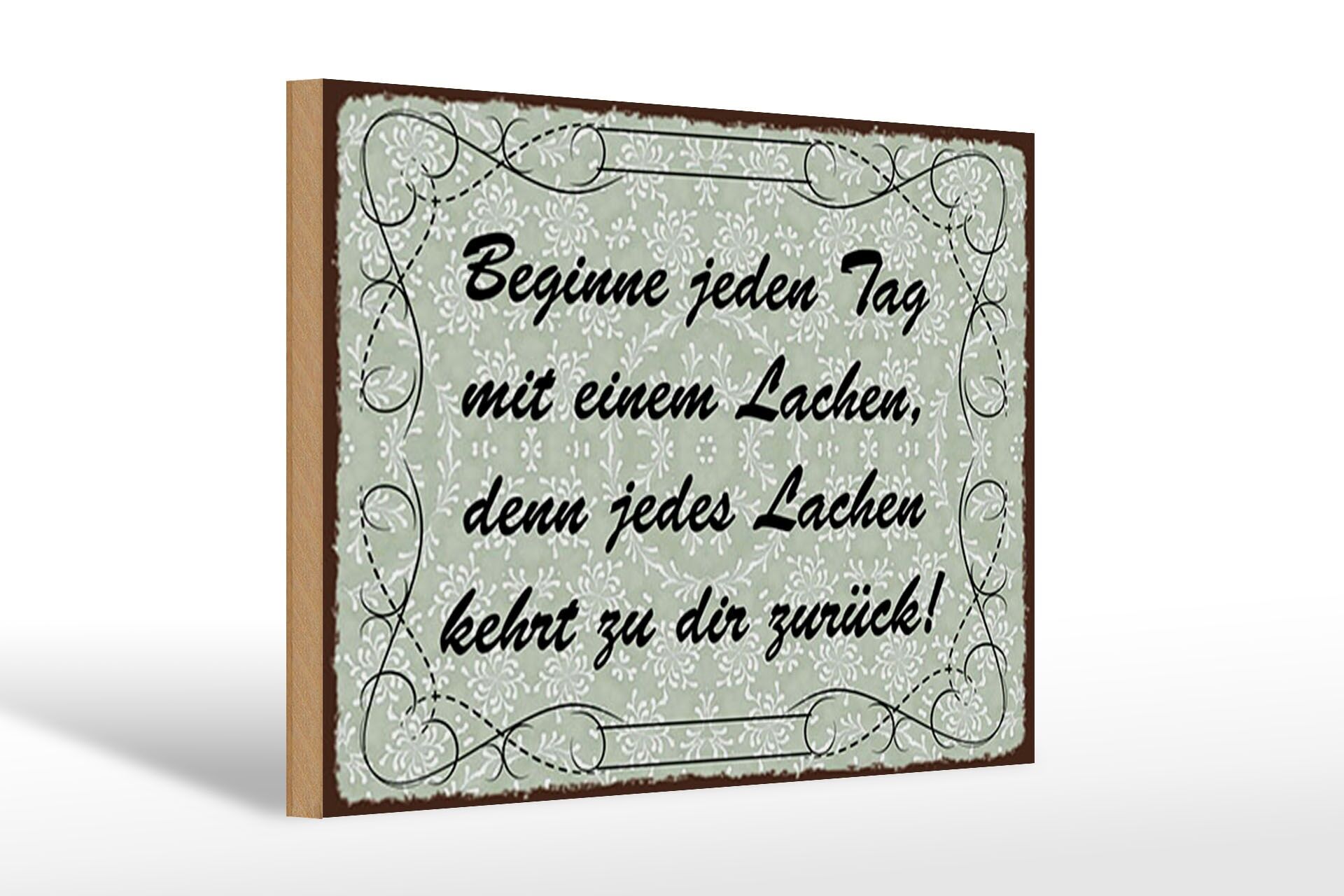 Letrero de madera con frase, 20 x 30 cm: Empieza cada día con una sonrisa. Letrero decorativo.