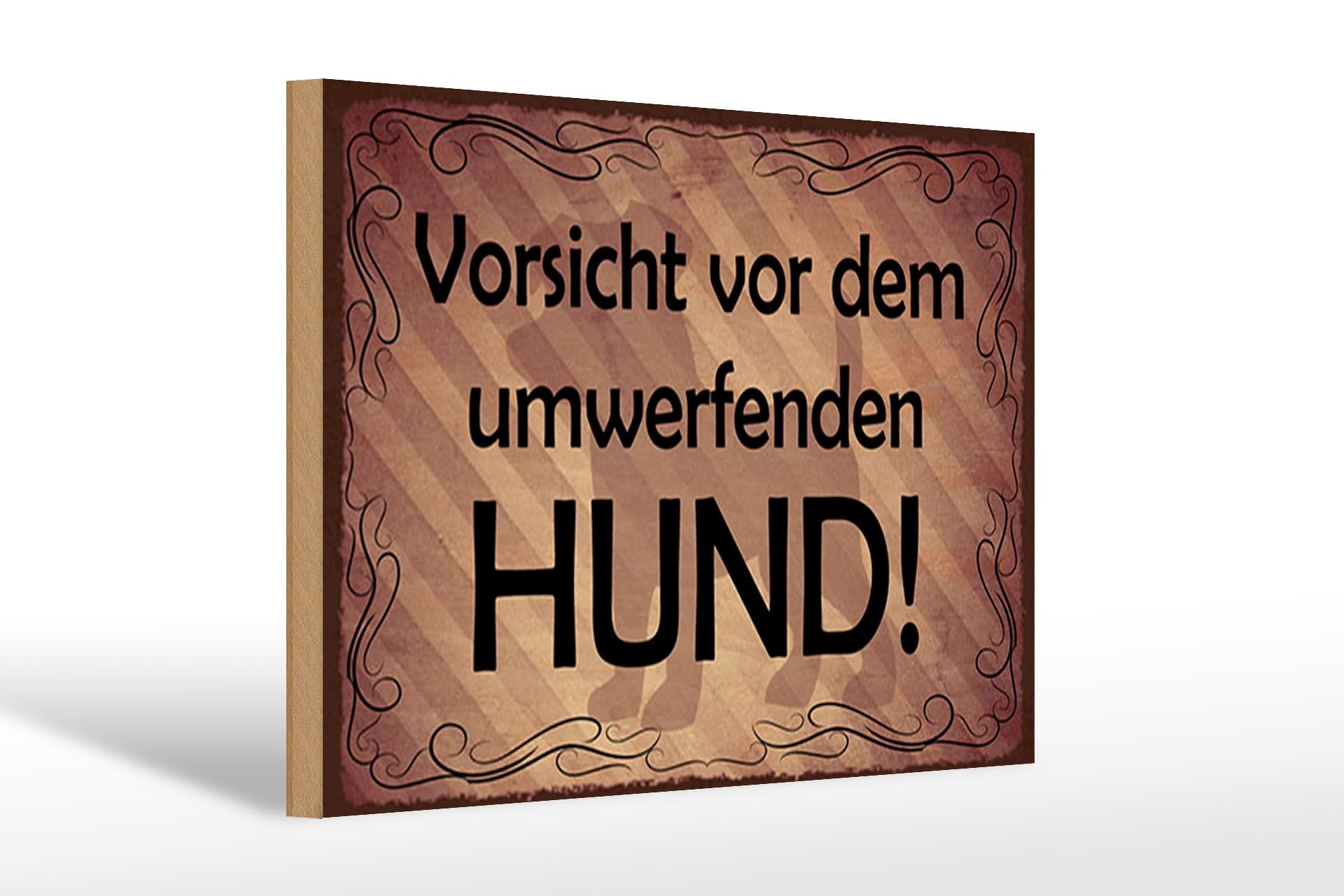 Letrero de madera con el lema "Cuidado con el perro impresionante", 20 x 30 cm. Letrero decorativo.