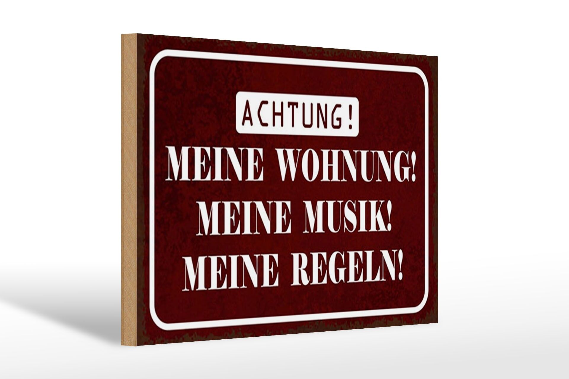Letrero de madera de 20 x 30 cm, "La música manda en mi apartamento".