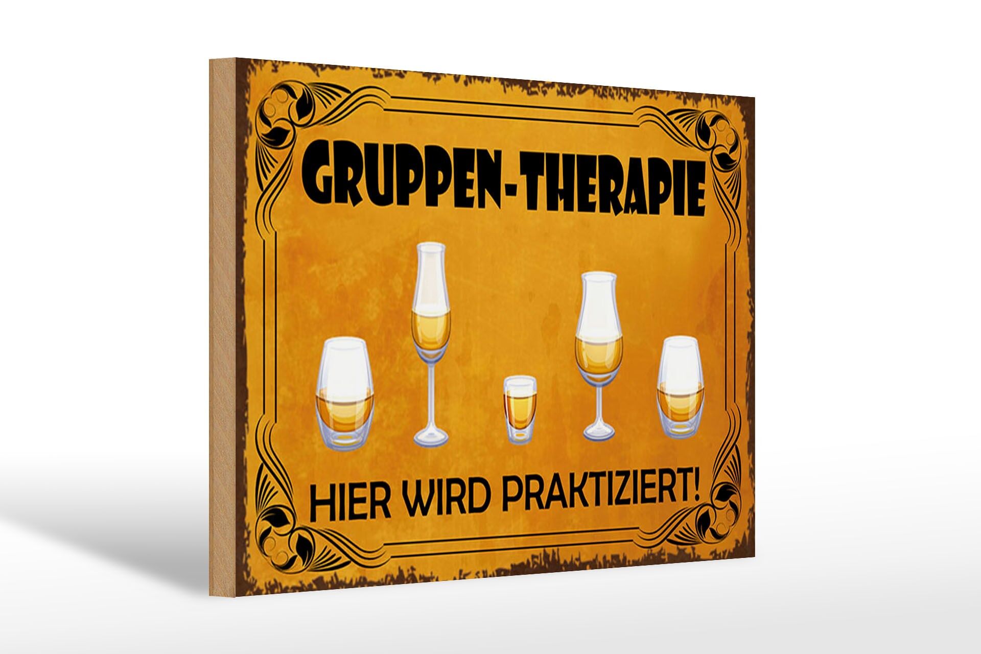 Letrero de madera "Cerveza" 20x30 cm. Aquí se realizan prácticas de terapia grupal. Letrero decorativo.